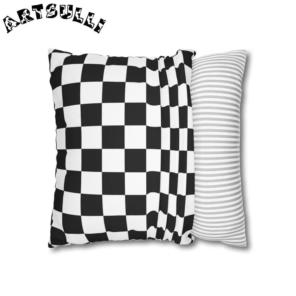 JAKKOUTTHEBXX Checkerboard Black and White Spun Polyester Square
