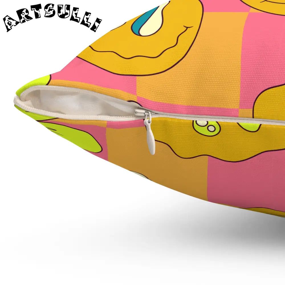 JAKKOUTTHEBXX Trippy Sour Face Rave Spun Polyester Square Pillow