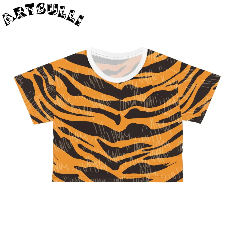 JAKKOUTTHEBXX Tiger Scratches Orange & Black Crop Tee (AOP)