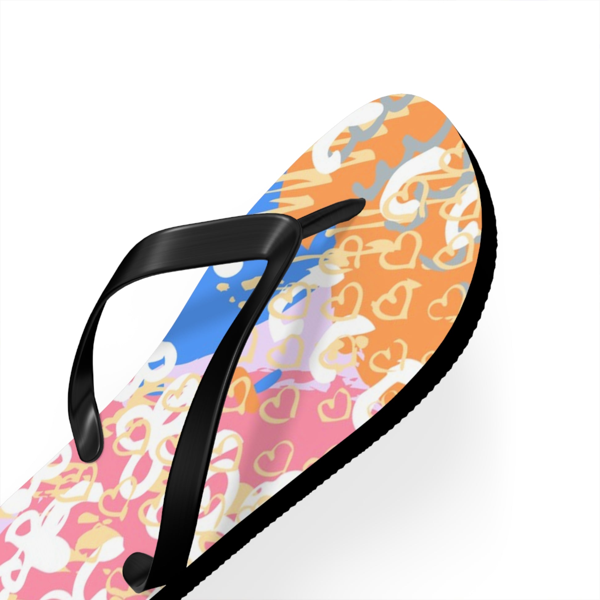 Flowers x Doodles x Hearts Multi-Color Flip Flops, Artsulli - Art is Long, Life is Short, Shoes, , , , , , , 