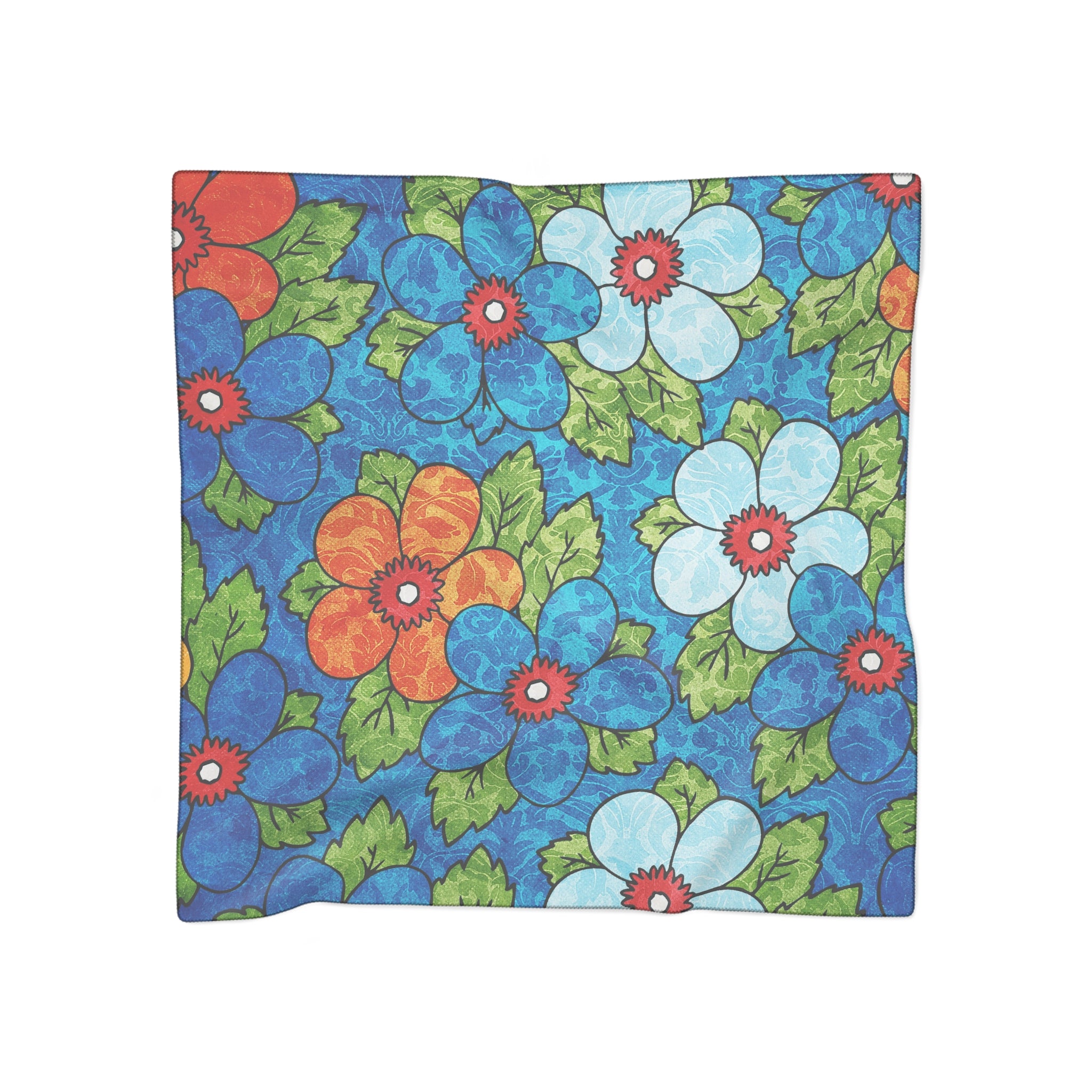 Blue Orange Groovy Poly Scarf, Artsulli - Art is Long, Life is Short, Accessories, Color, Poly voile, Size, 25" × 25", , , 44632850779841631967