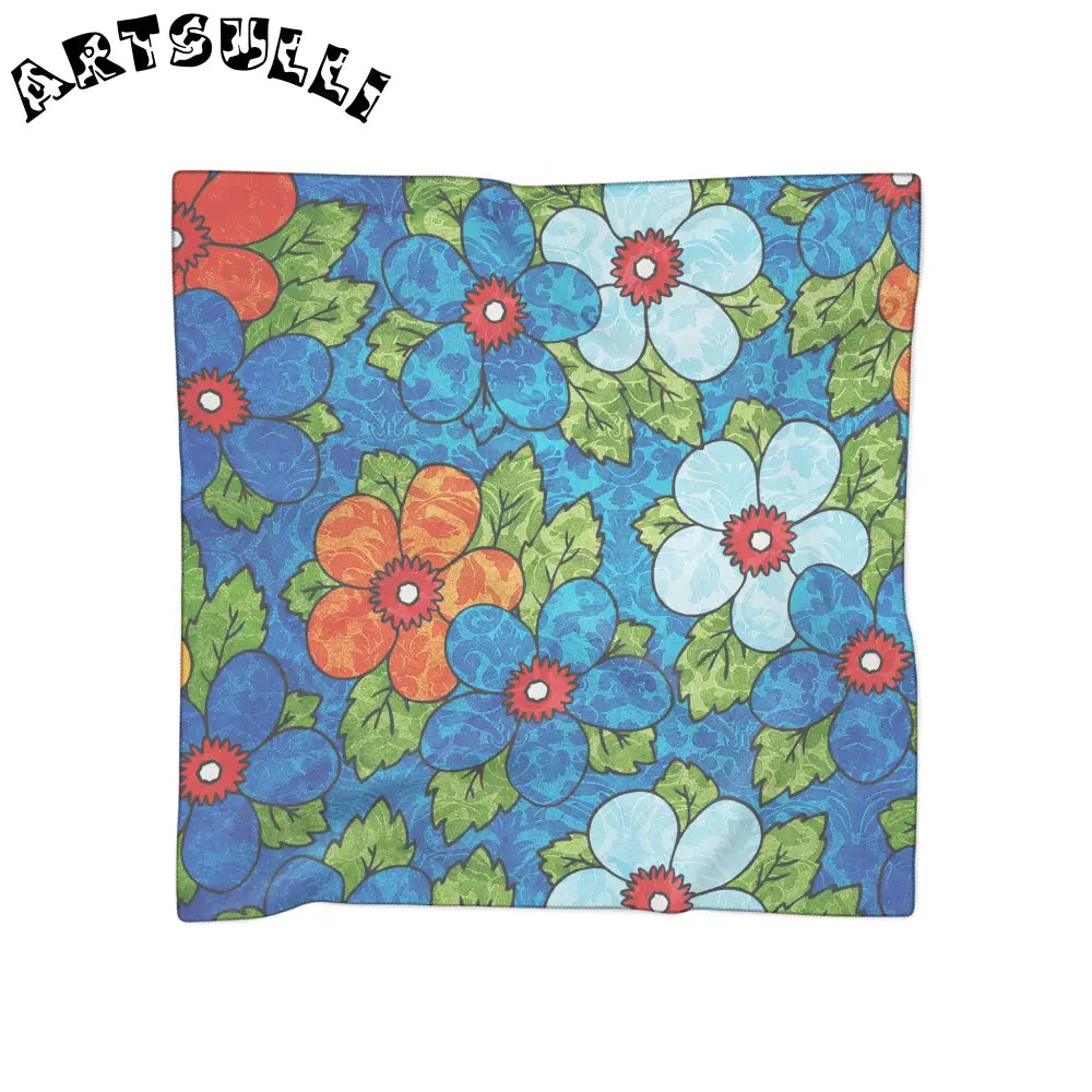 Blue Orange Groovy Poly Scarf, Artsulli - Art is Long, Life is Short, Accessories, Color, Poly voile, Size, 25" × 25", , , 44632850779841631967
