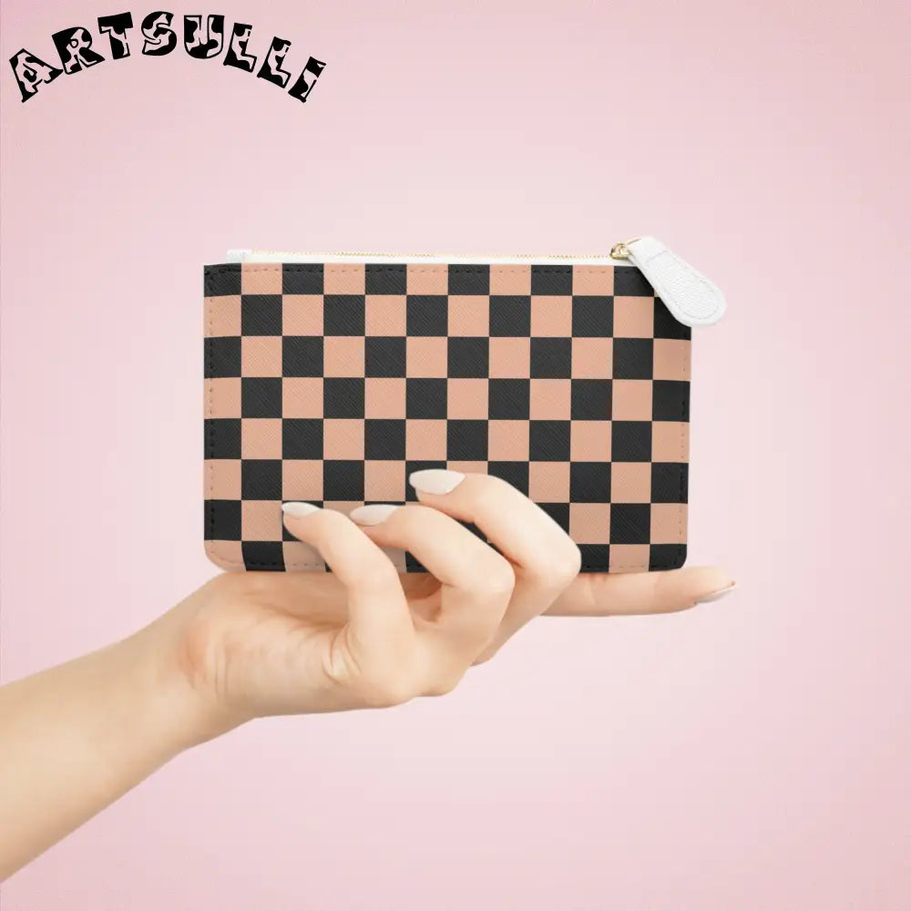 JAKKOUTTHEBXX Checkerboard Soft Orange and Black Mini Clutch Bag
