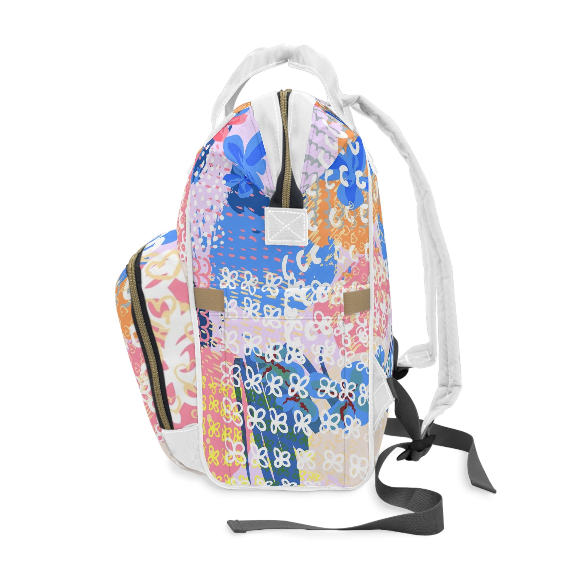 Flowers x Doodles x Hearts Multi-Color Multifunctional Diaper Backpack, Artsulli - Art is Long, Life is Short, Bags, , , , , , , 