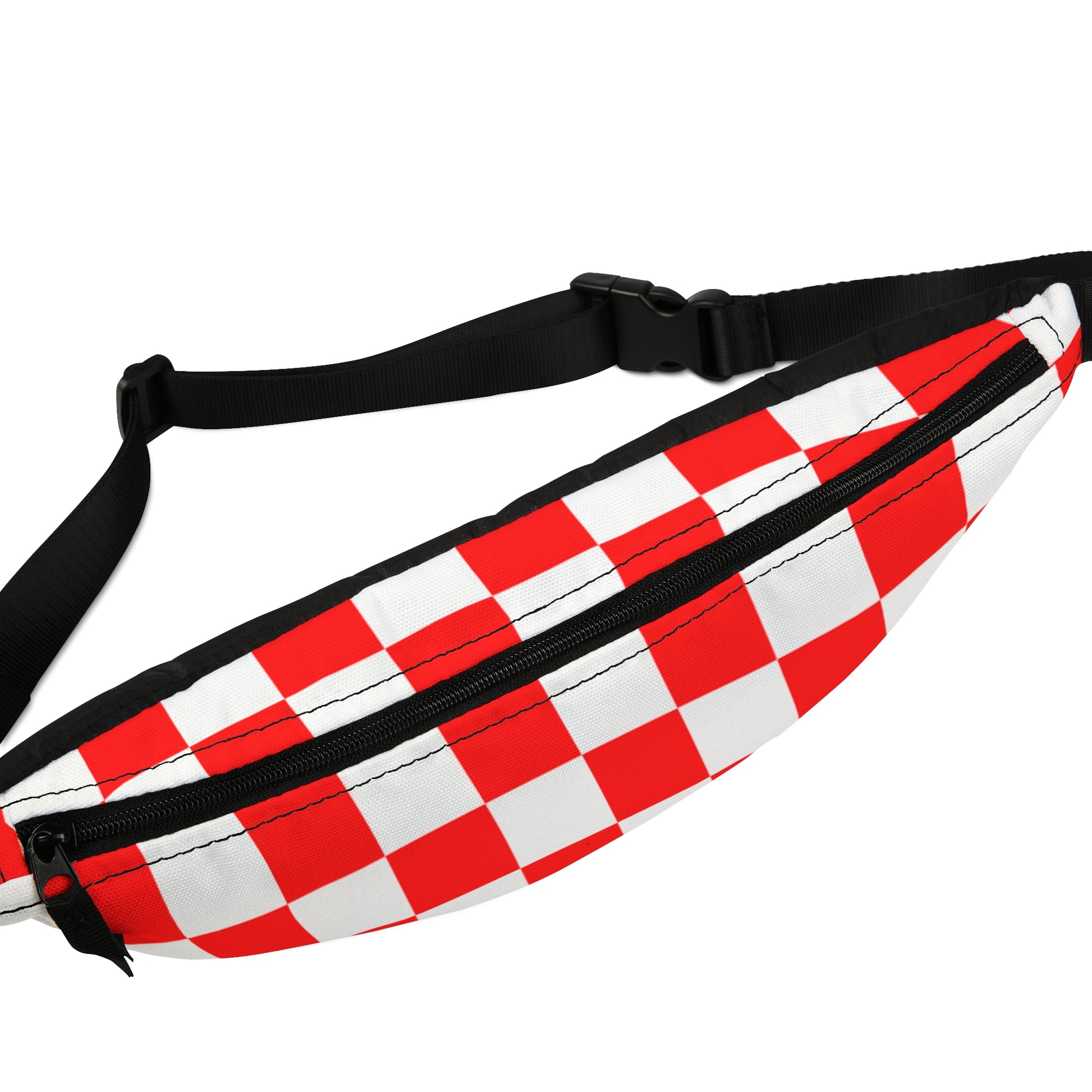 Checkerboard Red and White Fanny Pack, Artsulli - Art is Long, Life is Short, Bags, , , , , , , 