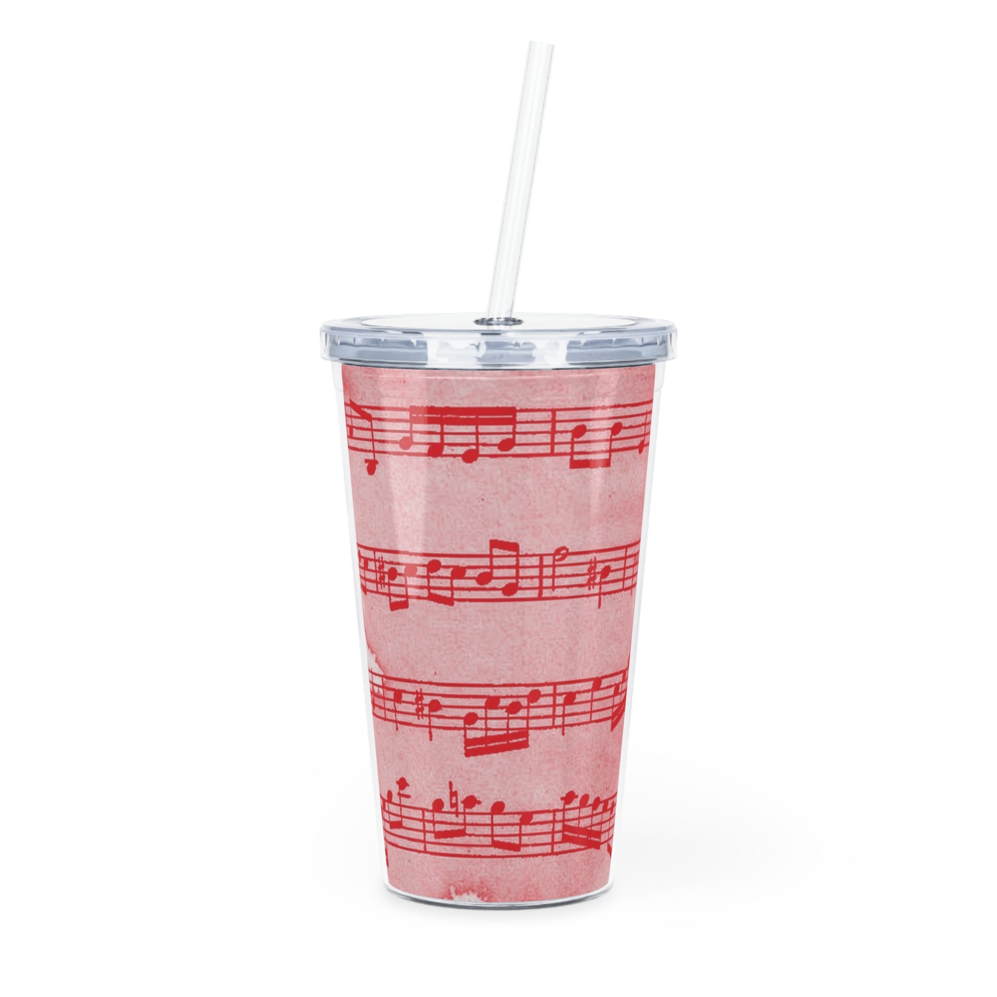 Drip Spill Type Beat Sheet Music Red Plastic Tumbler with Straw, Artsulli - Art is Long, Life is Short, Mug, Size, 20oz, Color, Transparent, , , 32915831754019595736