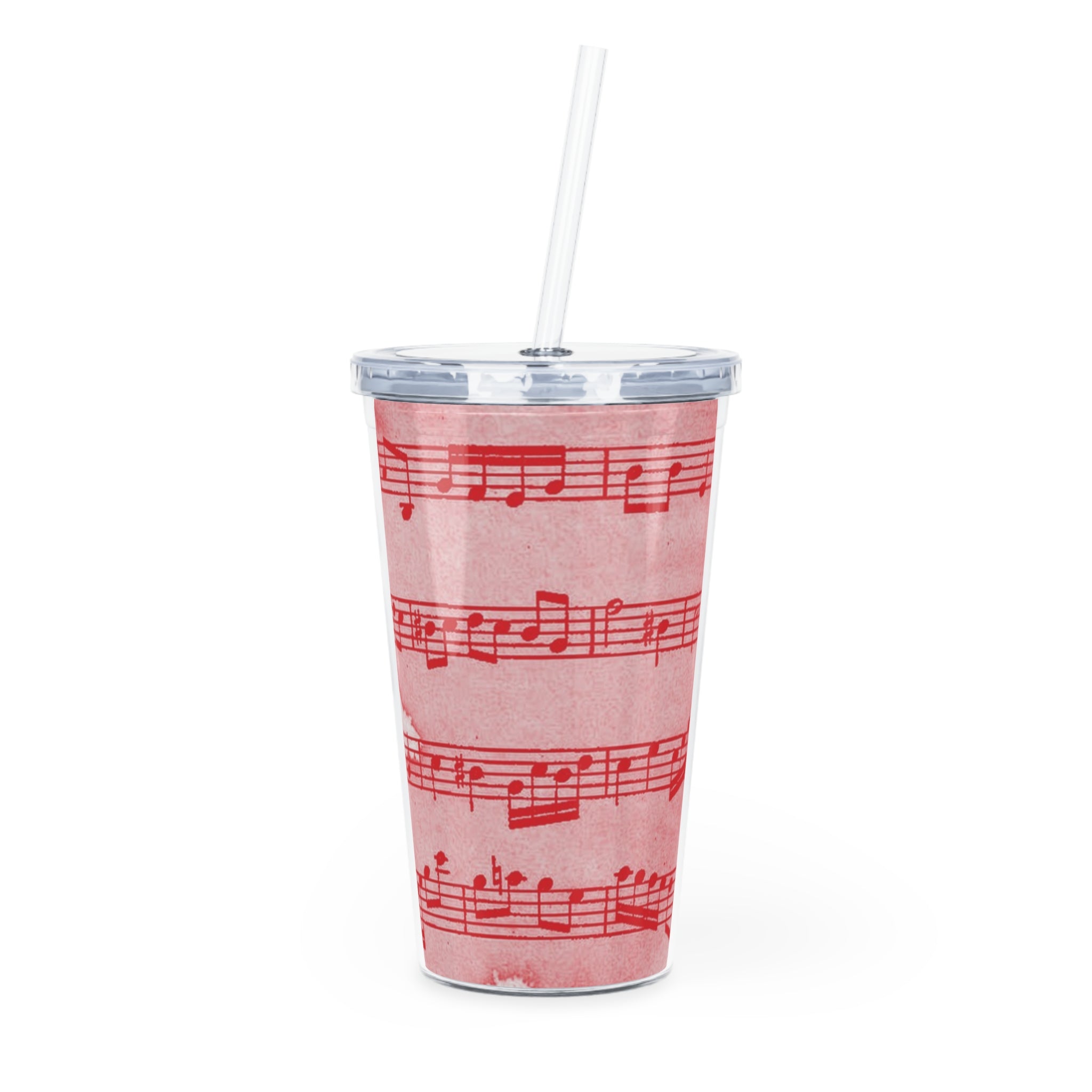 Drip Spill Type Beat Sheet Music Red Plastic Tumbler with Straw, Artsulli - Art is Long, Life is Short, Mug, Size, 20oz, Color, Transparent, , , 32915831754019595736