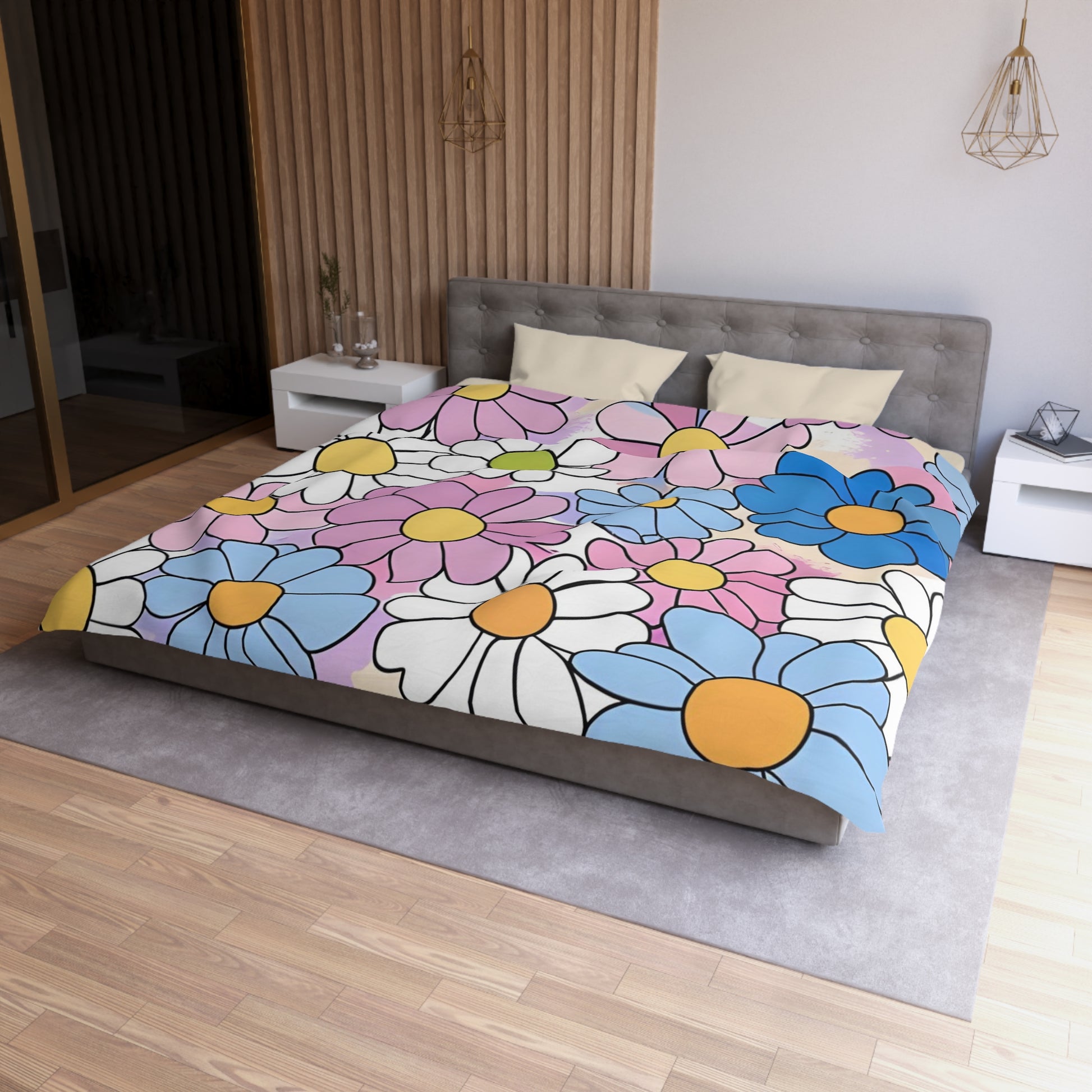 Flower Hour Purple and Blue Microfiber Duvet Cover, Artsulli - Art is Long, Life is Short, Home Decor, , , , , , , 
