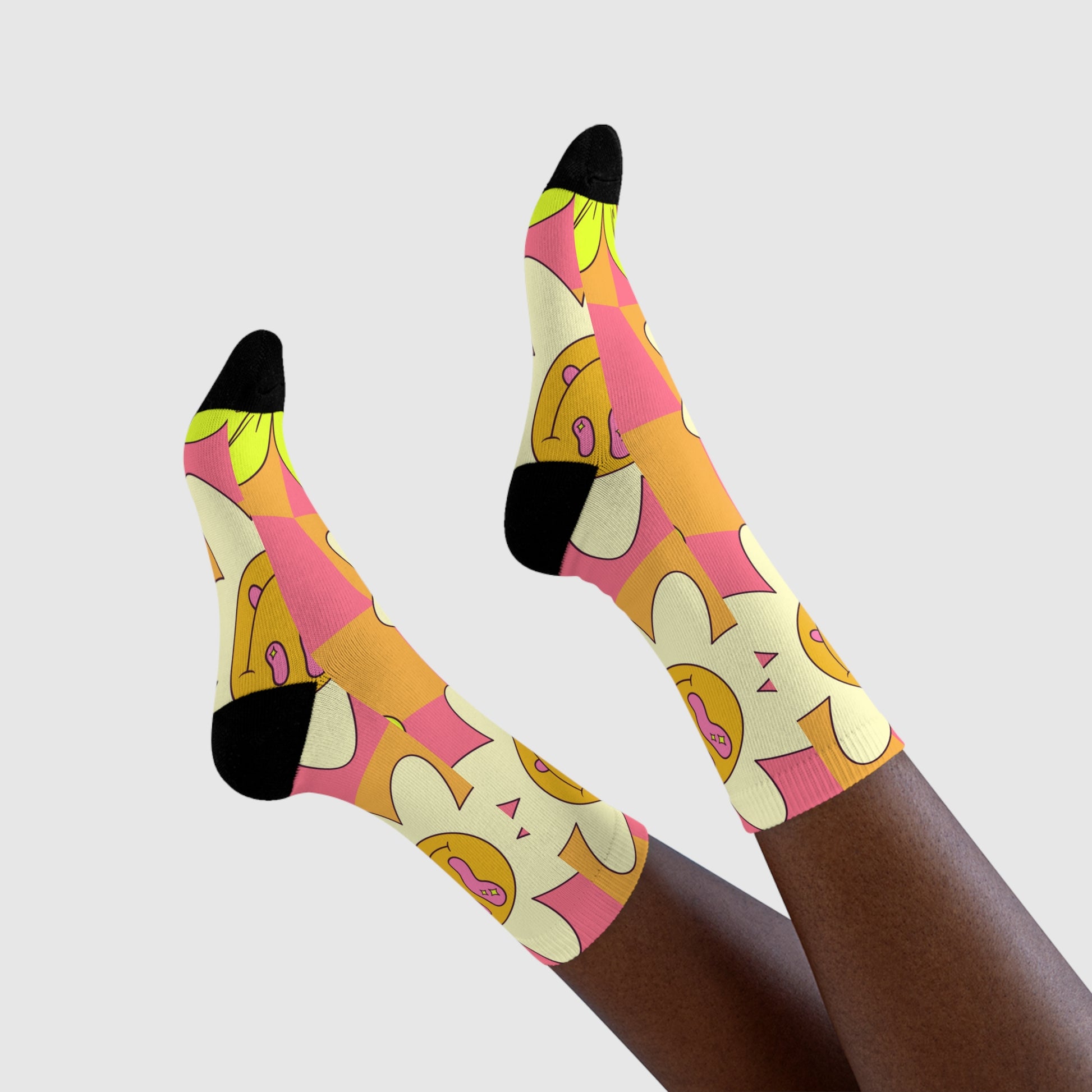 Trippy Sour Face Rave Sublimation Crew Socks (EU), Artsulli - Art is Long, Life is Short, All Over Prints, , , , , , , 