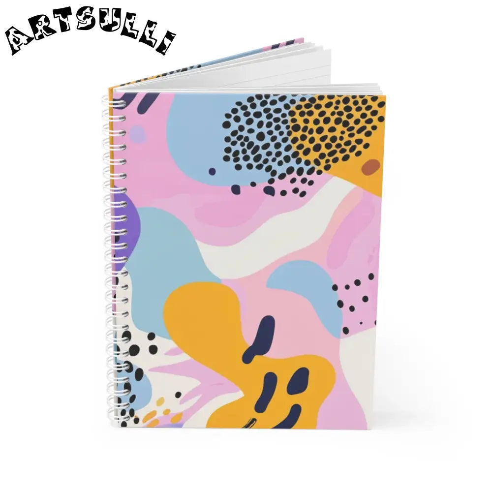 JAKKOUTTHEBXX Colorful Abstract Dots and Shapes Spiral Notebook