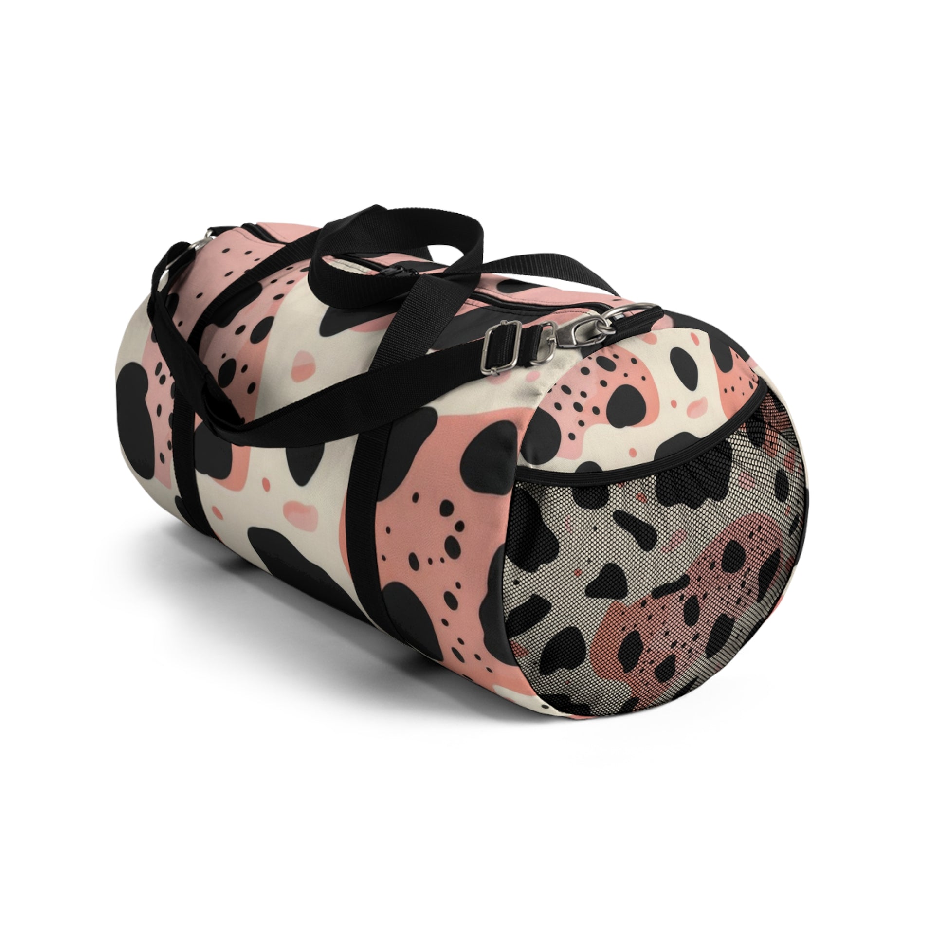 Organic Cow Print Cream and Pink Duffel Bag, Artsulli - Art is Long, Life is Short, Bags, , , , , , , 