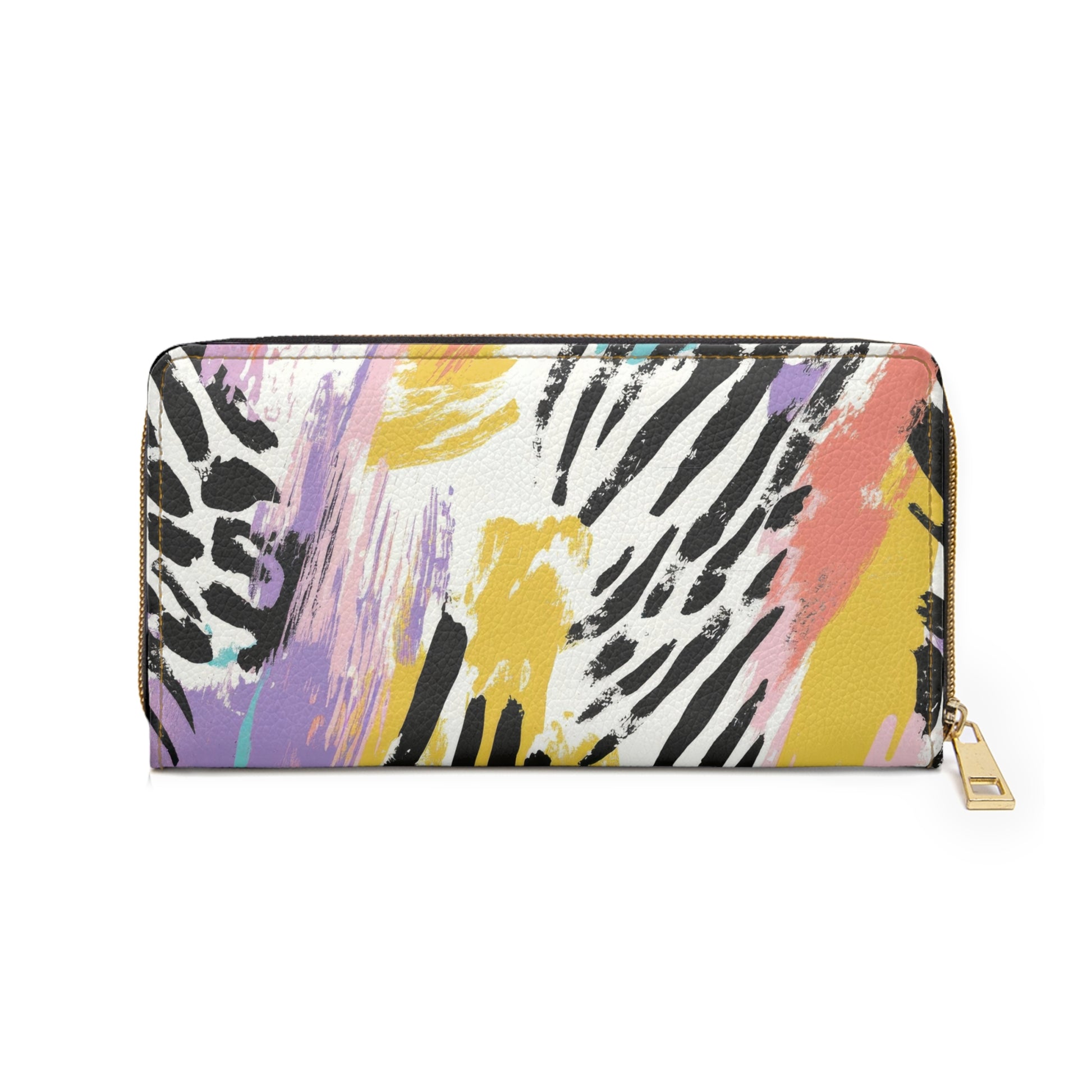Wild Zebra Stripes x Paint Brush Strokes Multi-Color Zipper Wallet, Artsulli - Art is Long, Life is Short, Accessories, , , , , , , 
