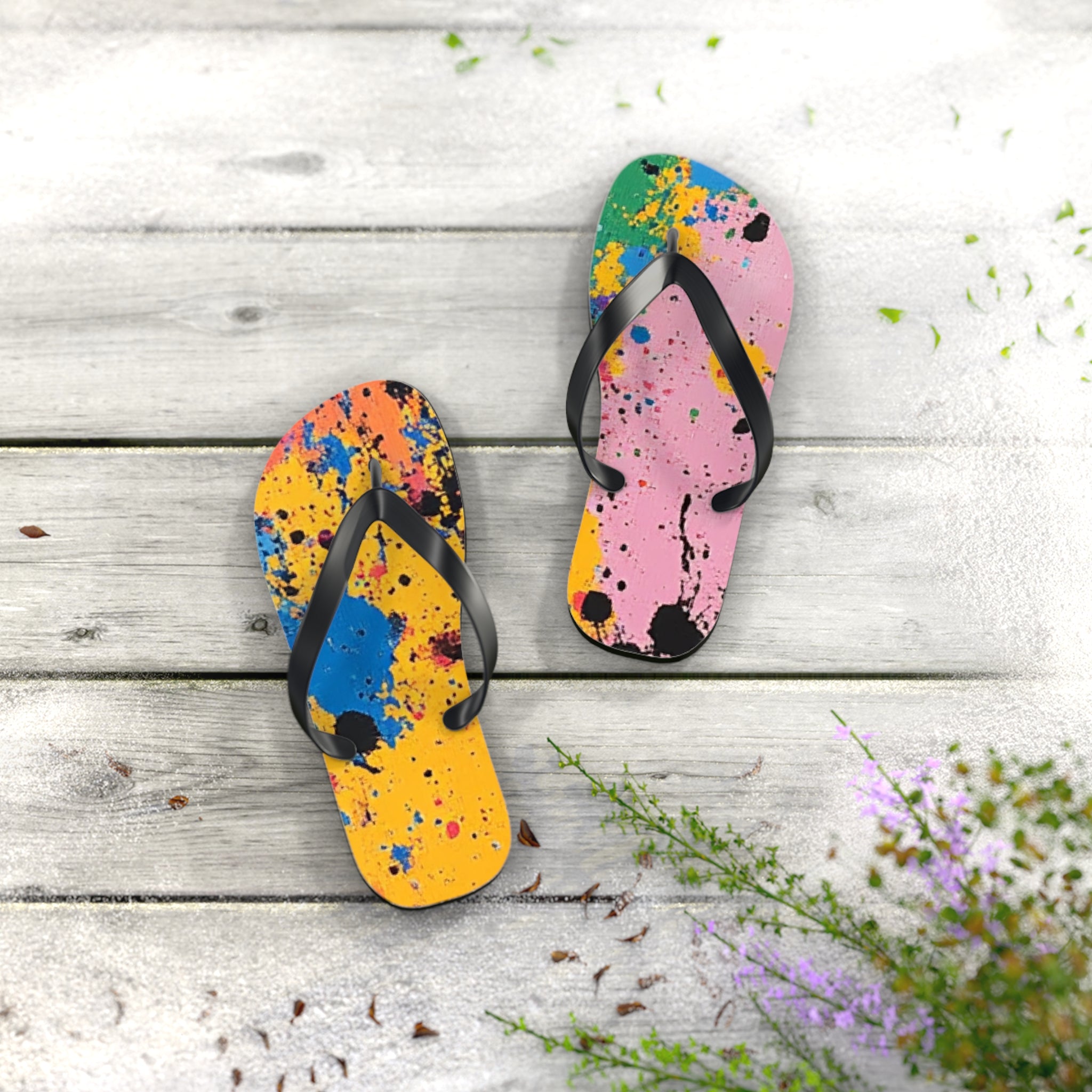 The Colors Of Paint Splatter Flip Flops, Artsulli - Art is Long, Life is Short, Shoes, , , , , , , 