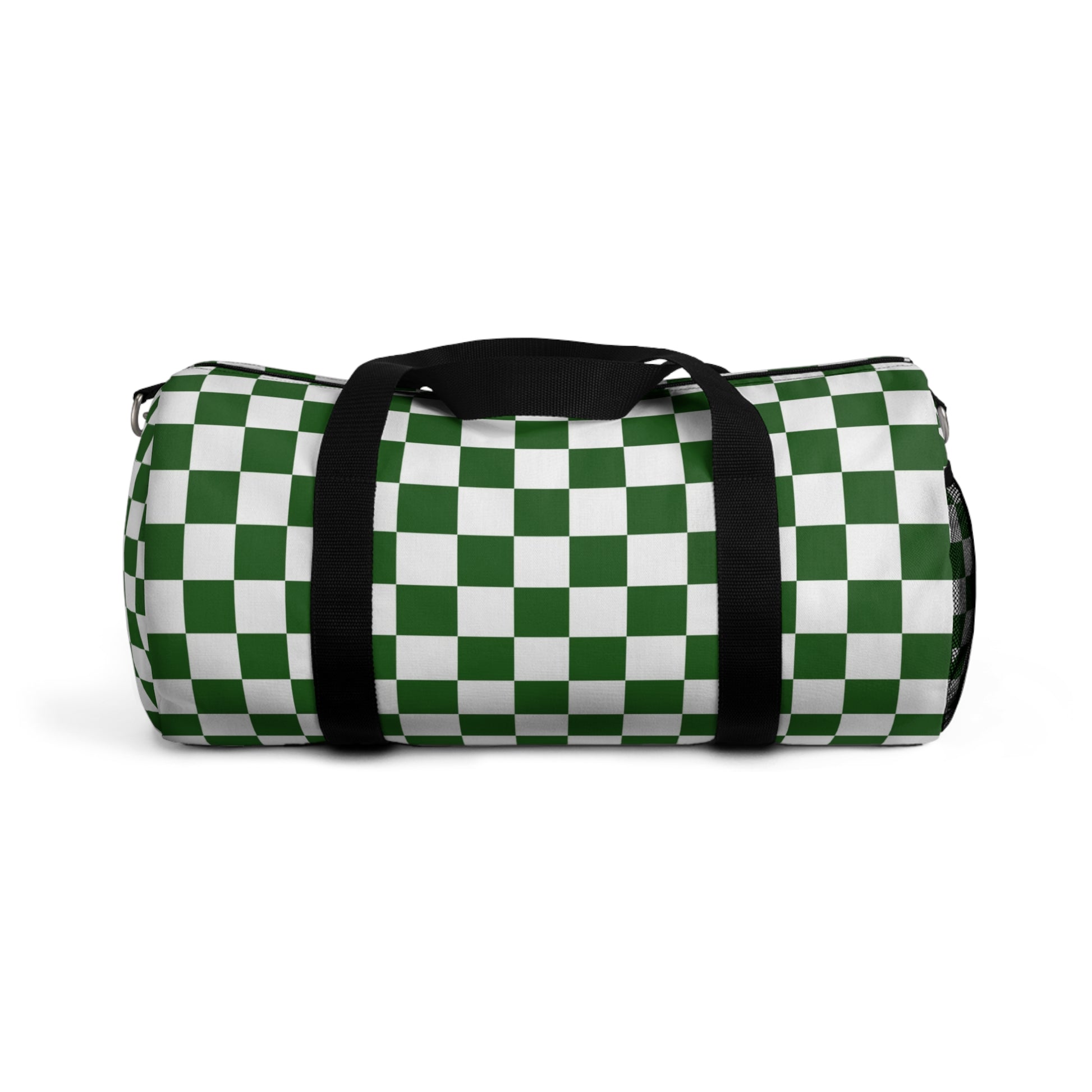 Checkerboard II White and Dark Green Duffel Bag, Artsulli - Art is Long, Life is Short, Bags, Size, Small, , , , , 12802170824256543458