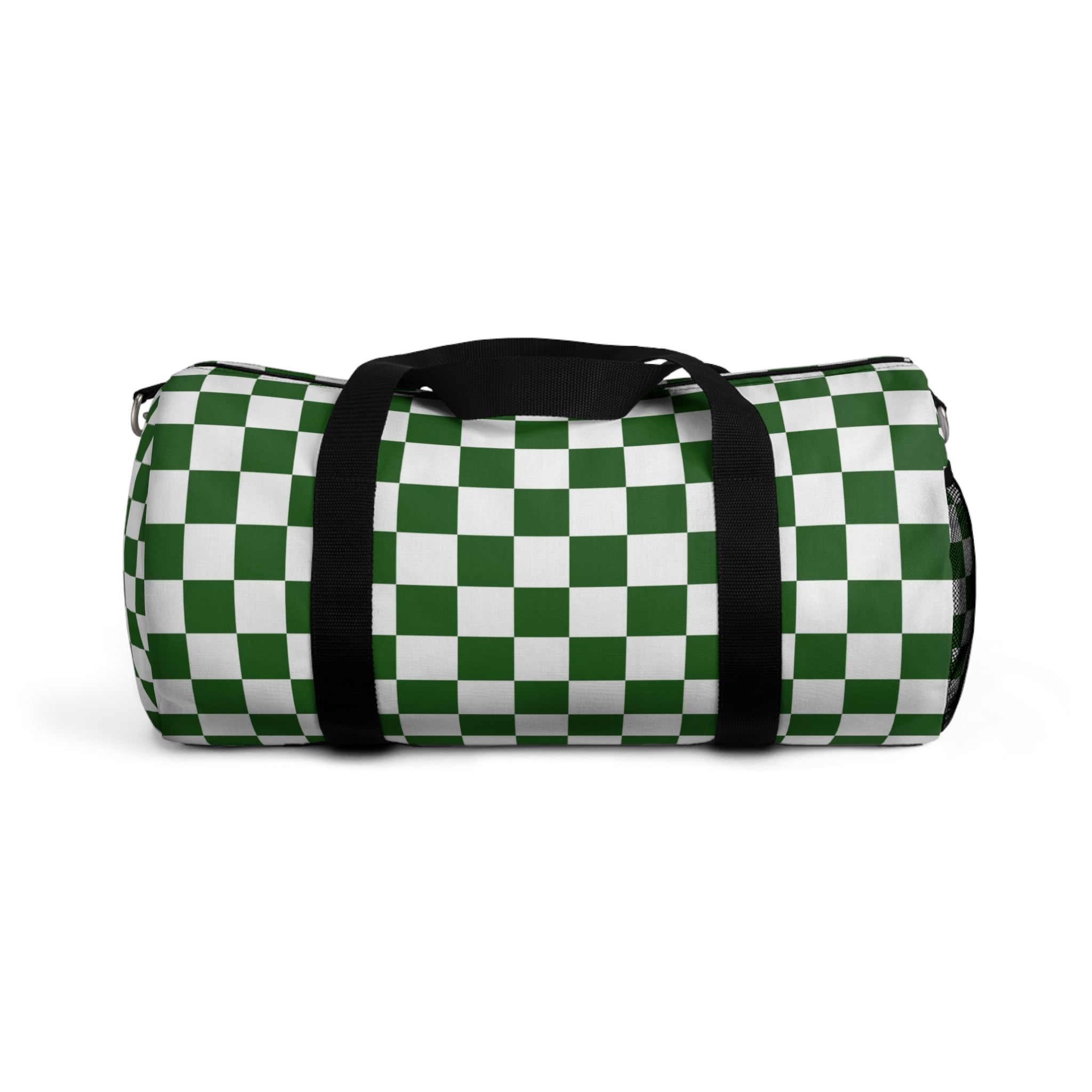 Checkerboard II White and Dark Green Duffel Bag, Artsulli - Art is Long, Life is Short, Bags, Size, Small, , , , , 12802170824256543458