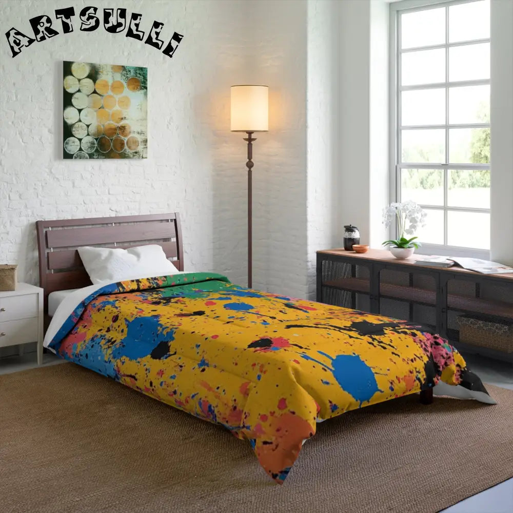 JAKKOUTTHEBXX The Colors Of Paint Splatter Comforter JAKKOUTTHEBXX
