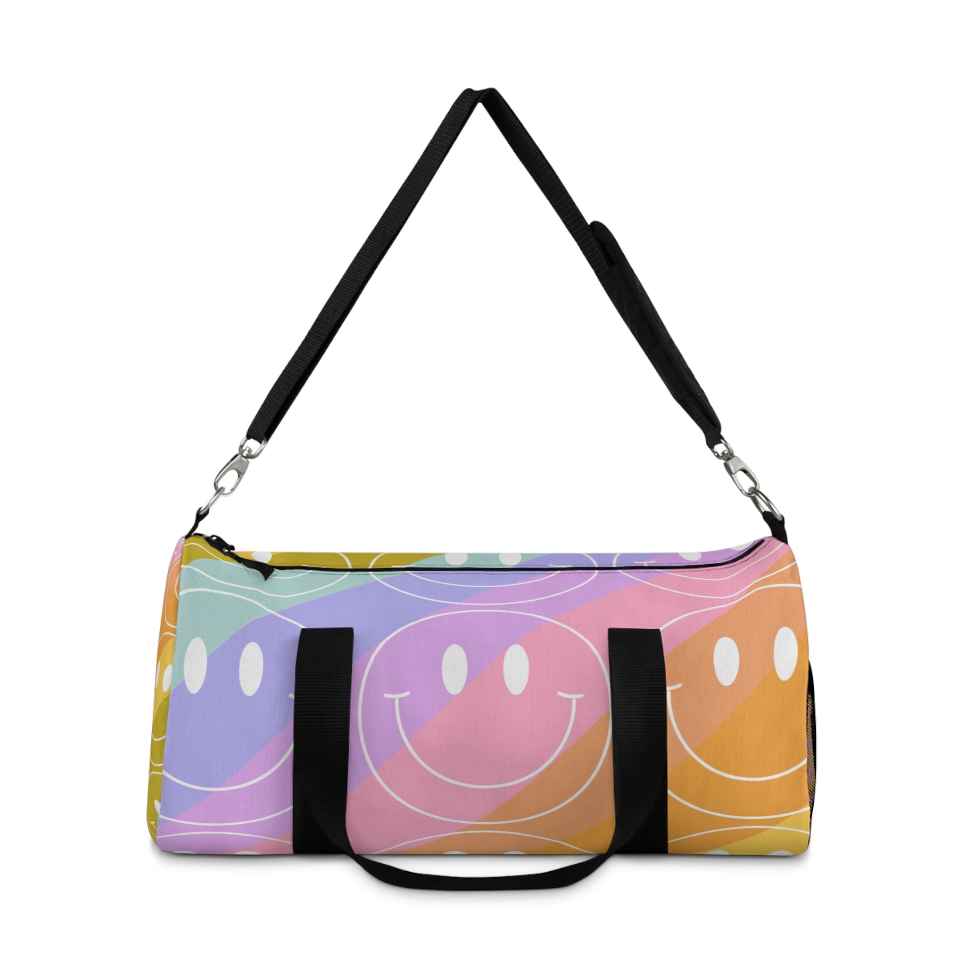 Smiley Face x Rainbow Stripes Multi-Color Duffel Bag, Artsulli - Art is Long, Life is Short, Bags, , , , , , , 