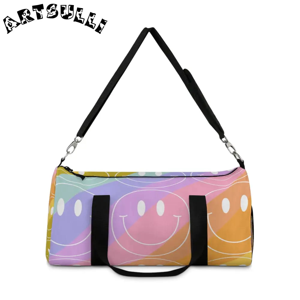 JAKKOUTTHEBXX Smiley Face x Rainbow Stripes Multi-Color Duffel Bag