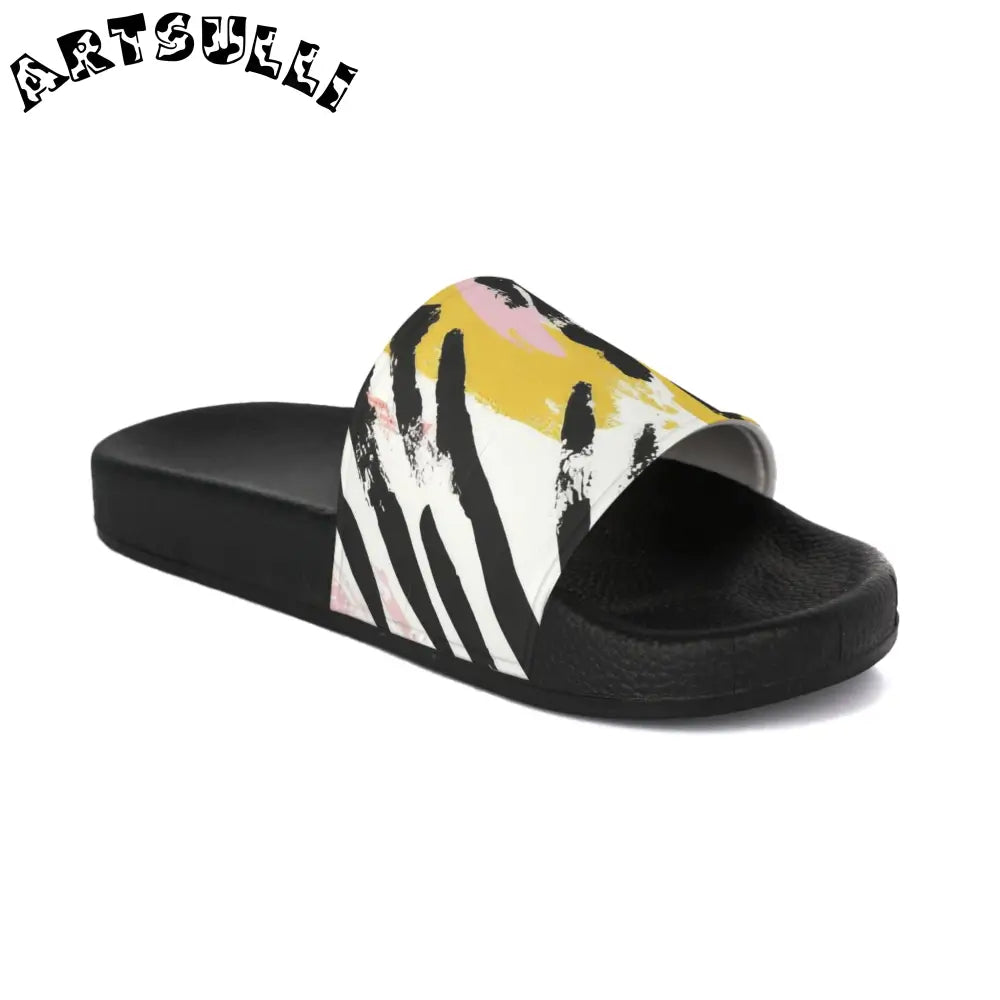 JAKKOUTTHEBXX Zebra Brush Strokes Men’s Slide Sandals JAKKOUTTHEBXX