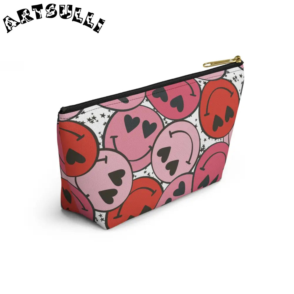 JAKKOUTTHEBXX Smiley Face x Heart Eyes Red and Pink cessory Pouch w