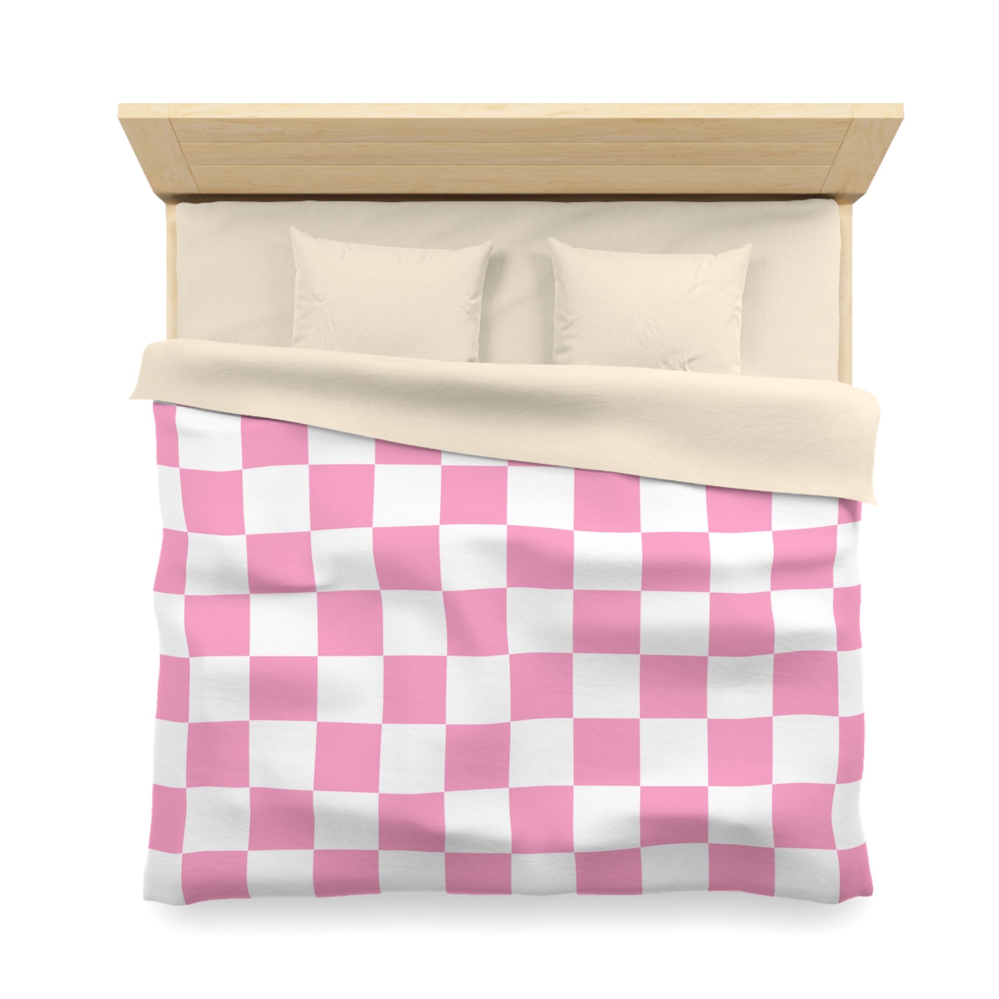 Checkerboard Hot Pink and White Microfiber Duvet Cover, Artsulli - Art is Long, Life is Short, Home Decor, , , , , , , 