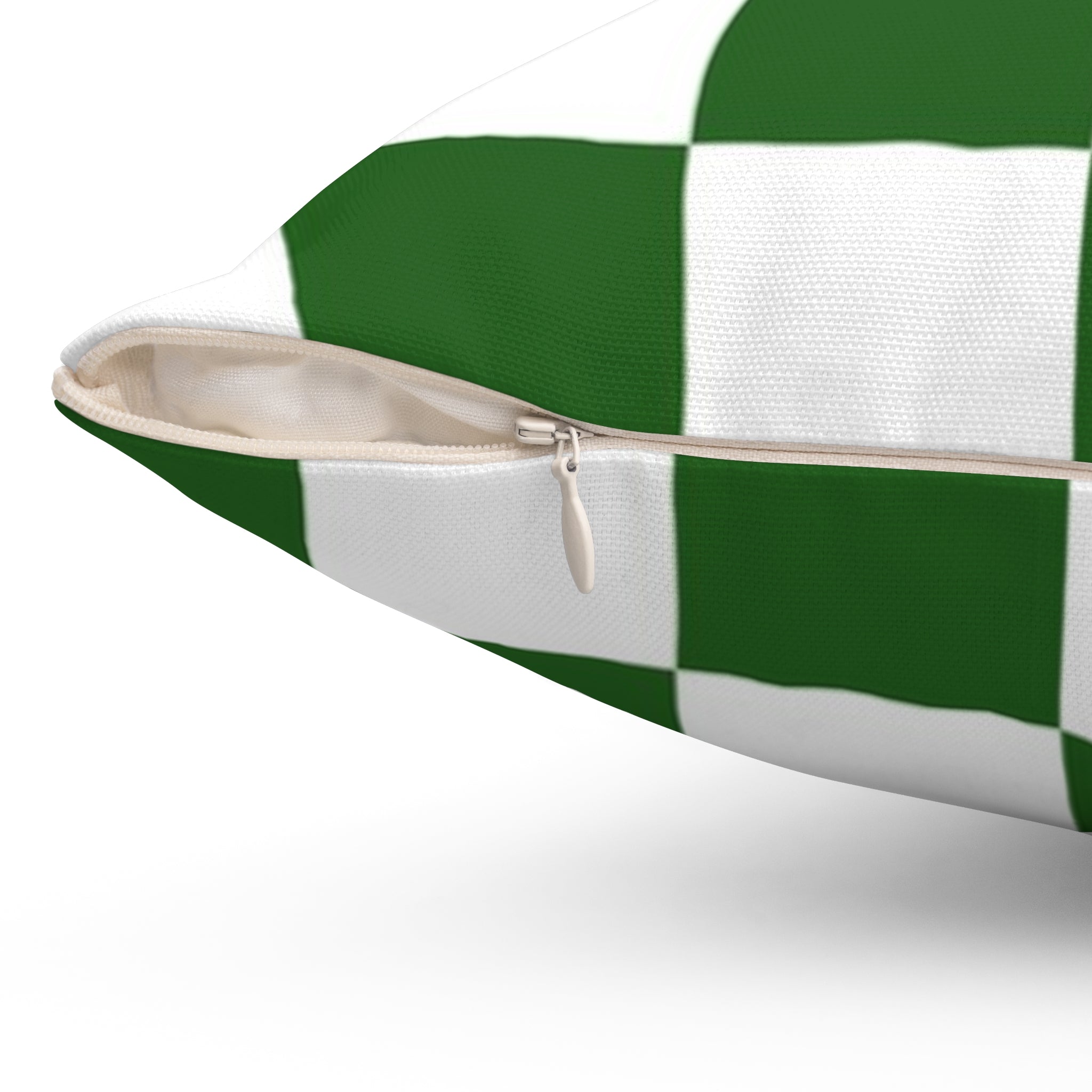 Checkerboard White and Dark Green Spun Polyester Square Pillow, Artsulli - Art is Long, Life is Short, Home Decor, , , , , , , 