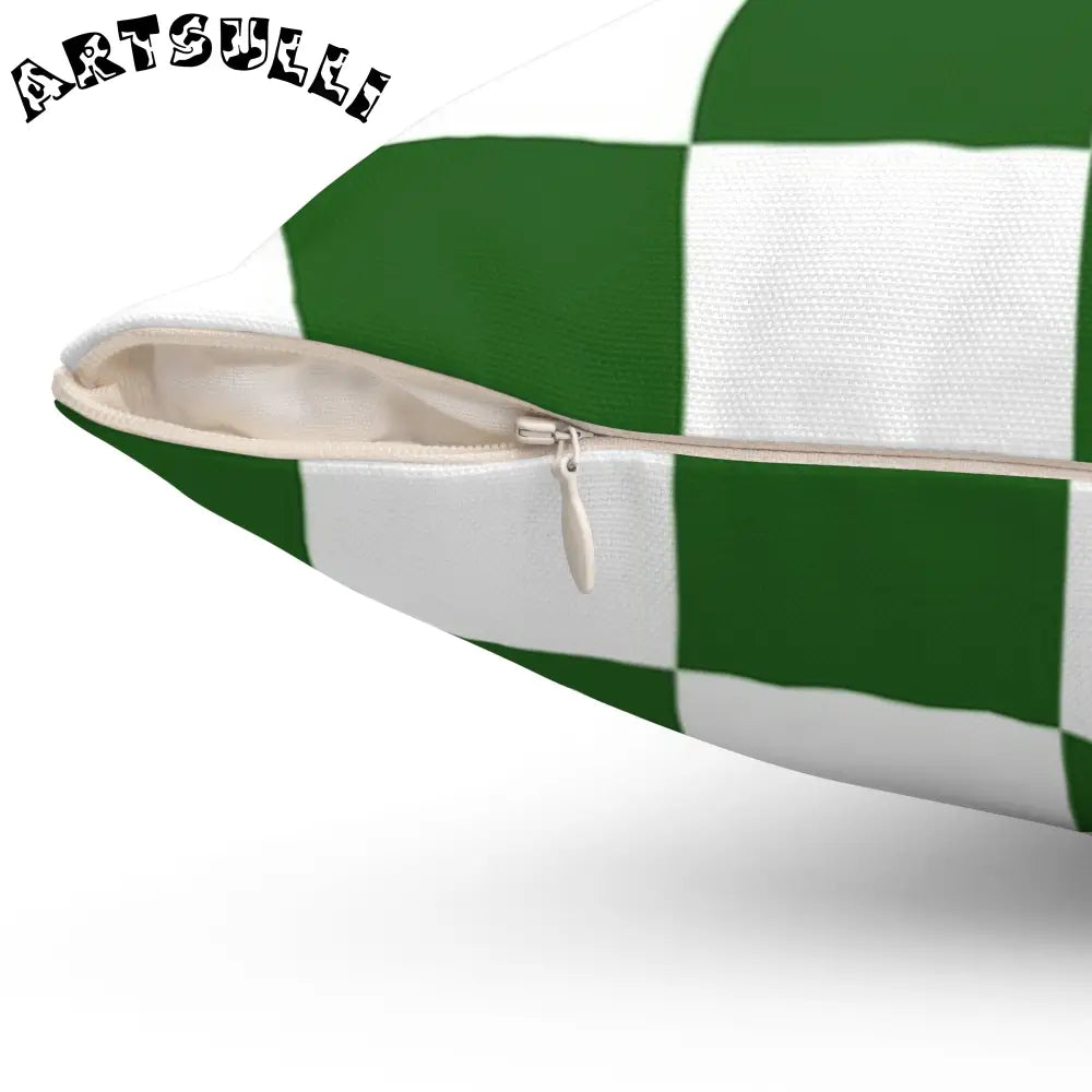 JAKKOUTTHEBXX Checkerboard White and Dark Green Spun Polyester