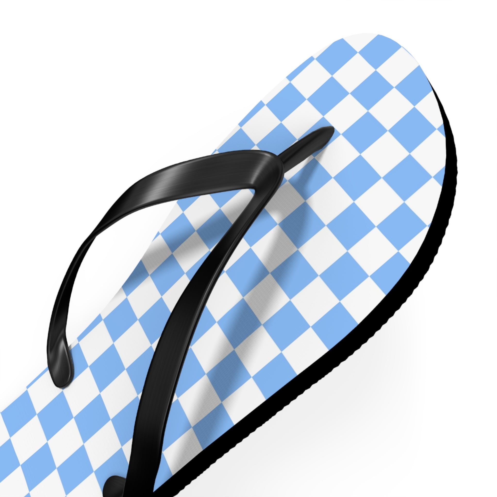 Checkerboard White and Light Blue Flip Flops, Artsulli - Art is Long, Life is Short, Shoes, , , , , , , 