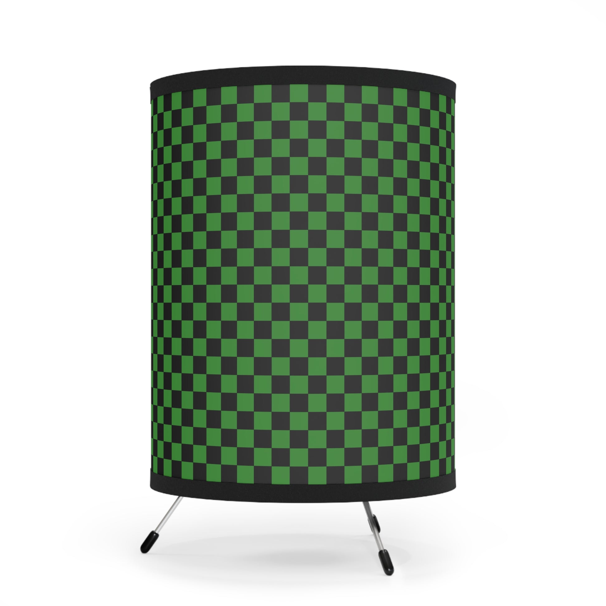 Checkerboard Green and Black Tripod Lamp with High-Res Printed Shade, US\CA plug, Artsulli - Art is Long, Life is Short, Home Decor, , , , , , , 