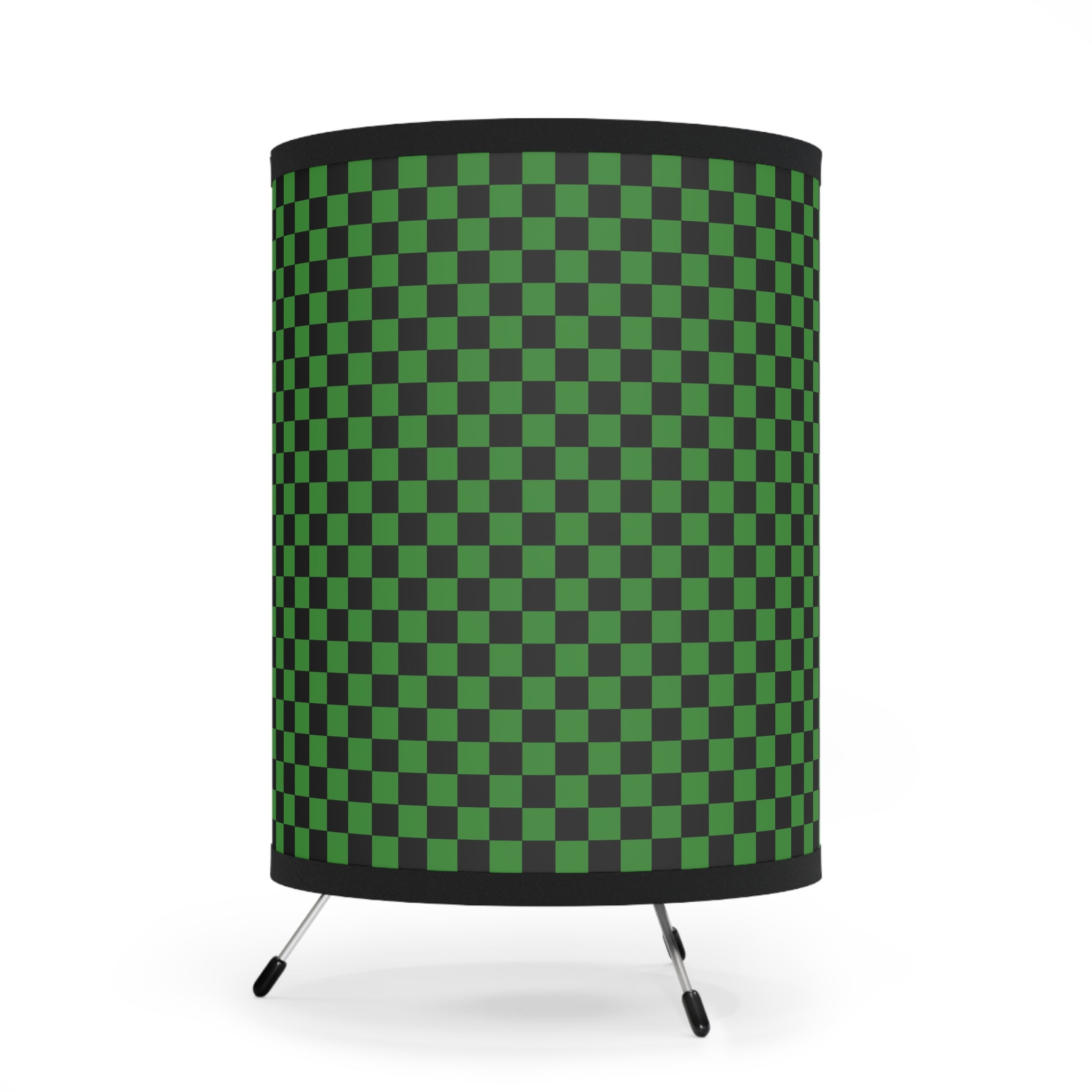 Checkerboard Green and Black Tripod Lamp with High-Res Printed Shade, US\CA plug, Artsulli - Art is Long, Life is Short, Home Decor, , , , , , , 