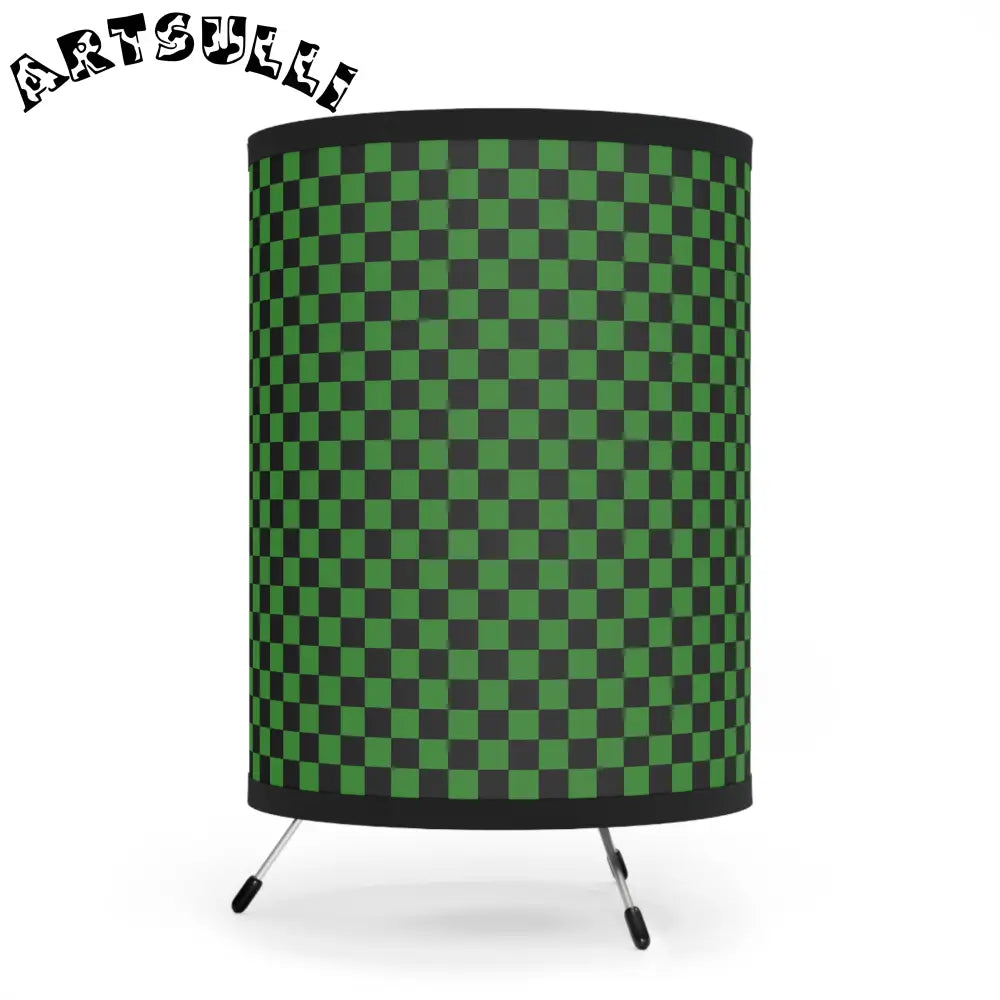 JAKKOUTTHEBXX Checkerboard Green and Black Tripod Lamp with High-Res