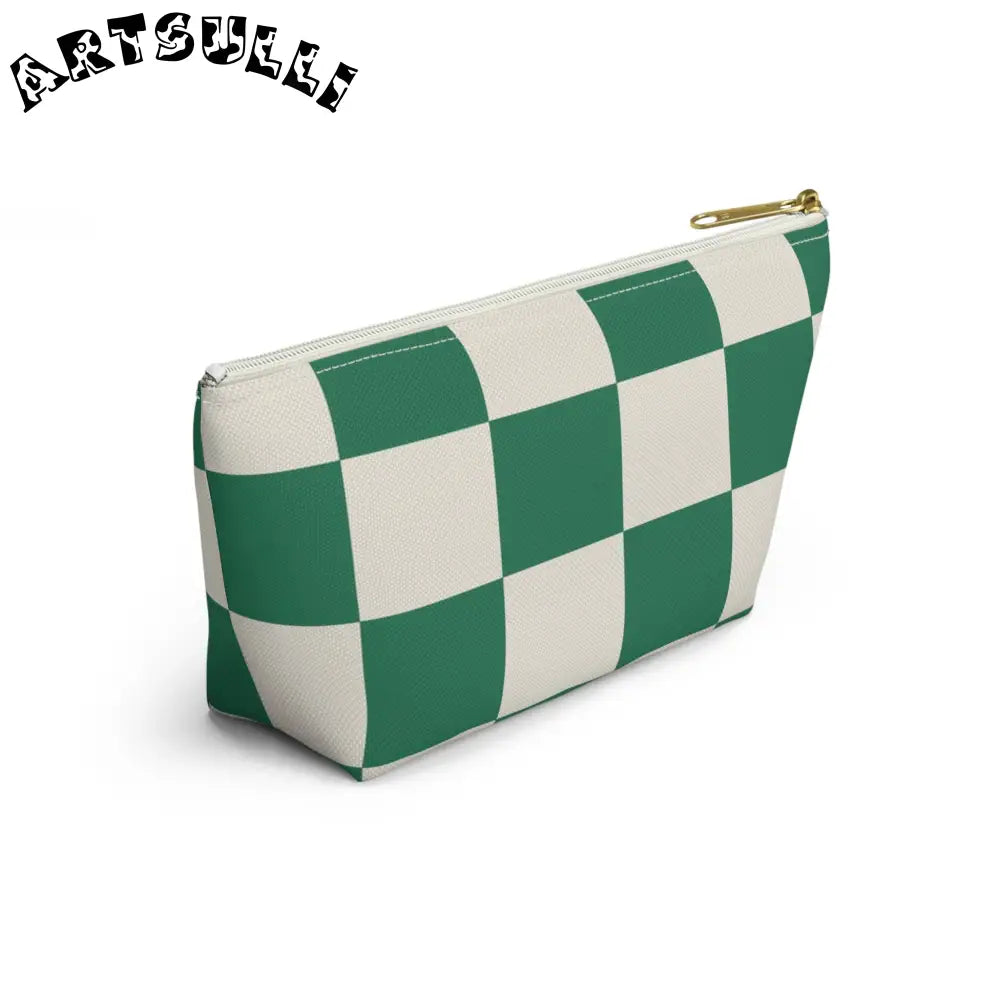 JAKKOUTTHEBXX Checkerboard Dark Green Accessory Pouch w T-bottom