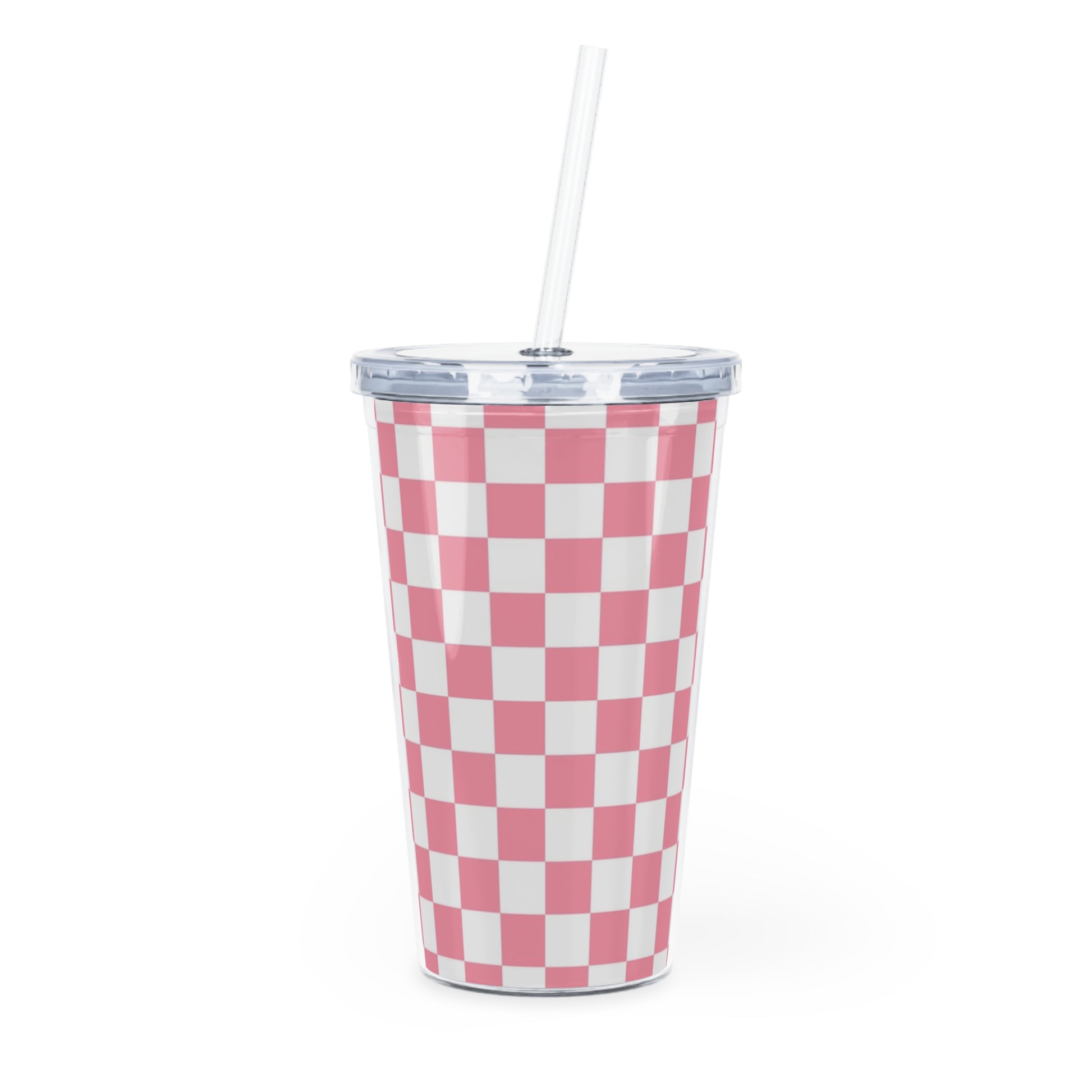 Brigandine Checkered Scene Plastic Tumbler with Straw, Artsulli - Art is Long, Life is Short, Mug, Size, 20oz, Color, Transparent, , , 21374075155030799369