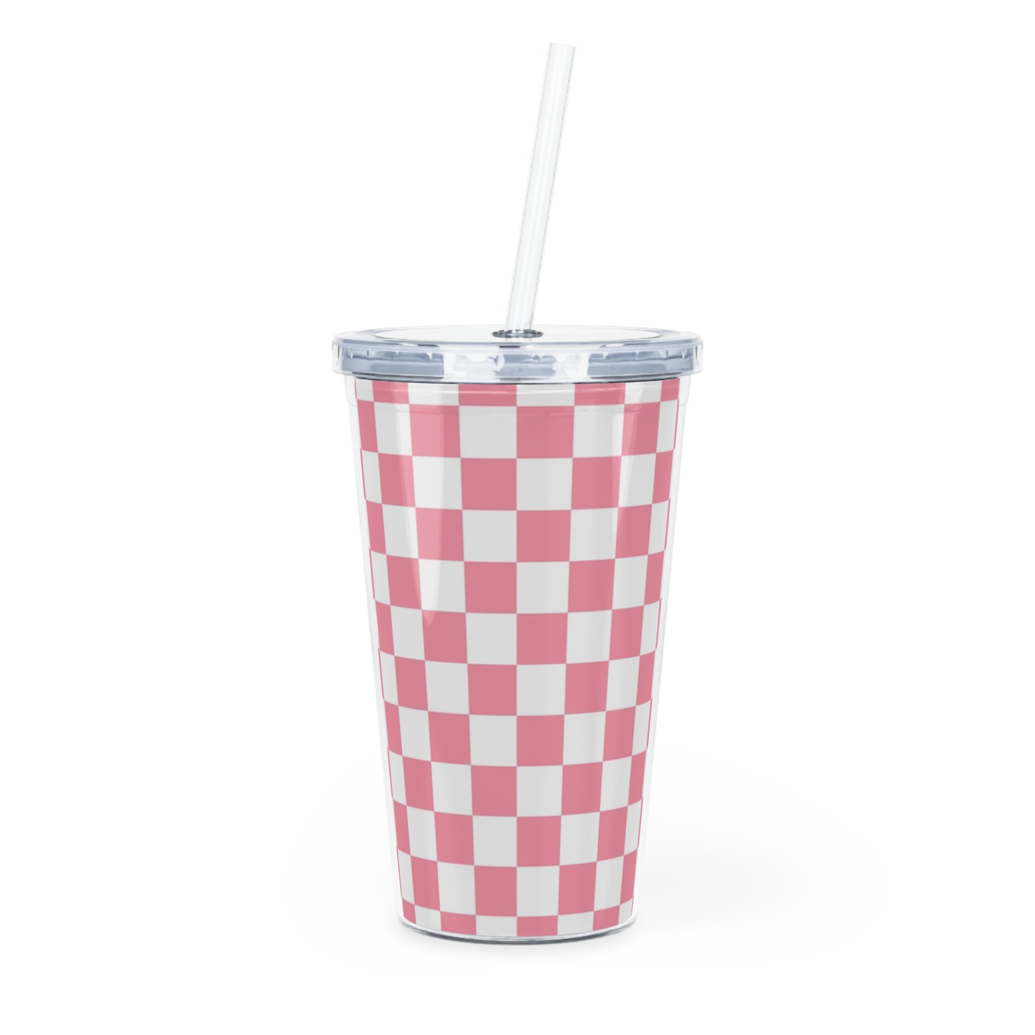 Brigandine Checkered Scene Plastic Tumbler with Straw, Artsulli - Art is Long, Life is Short, Mug, Size, 20oz, Color, Transparent, , , 21374075155030799369