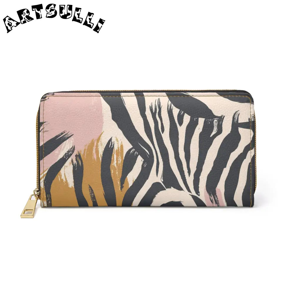 JAKKOUTTHEBXX Abstract Pink Brown Zebra Wallet for Credit Cards