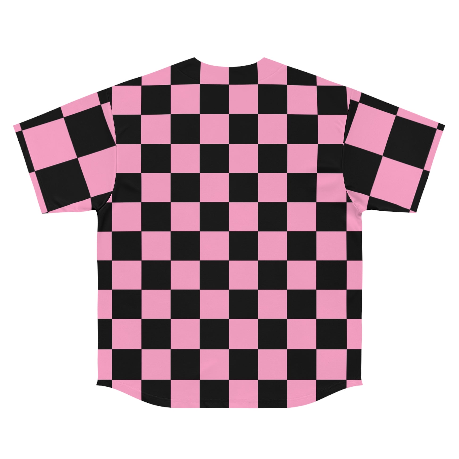Checkerboard Black and Pink Men's Baseball Jersey (AOP), Artsulli - Art is Long, Life is Short, All Over Prints, , , , , , , 