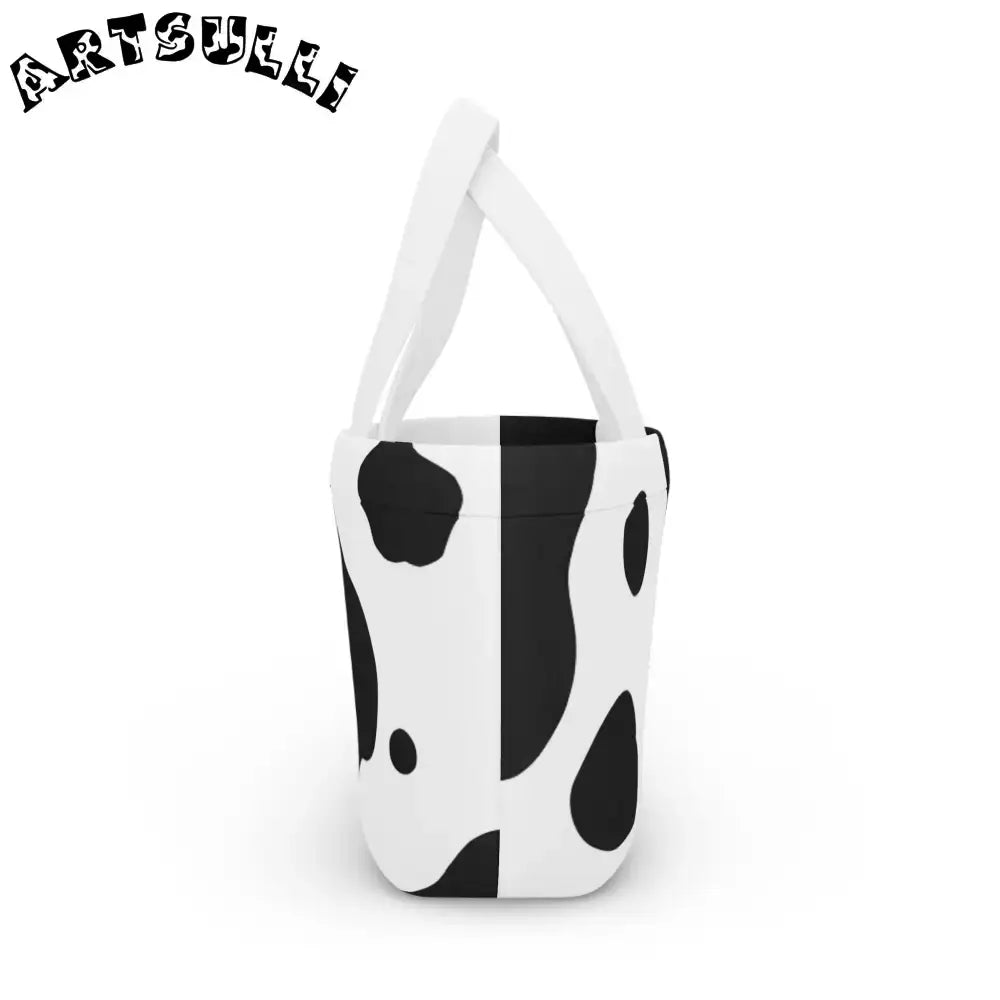 JAKKOUTTHEBXX Cow Print Mini Lunch Bag Tote with White Handles 2025