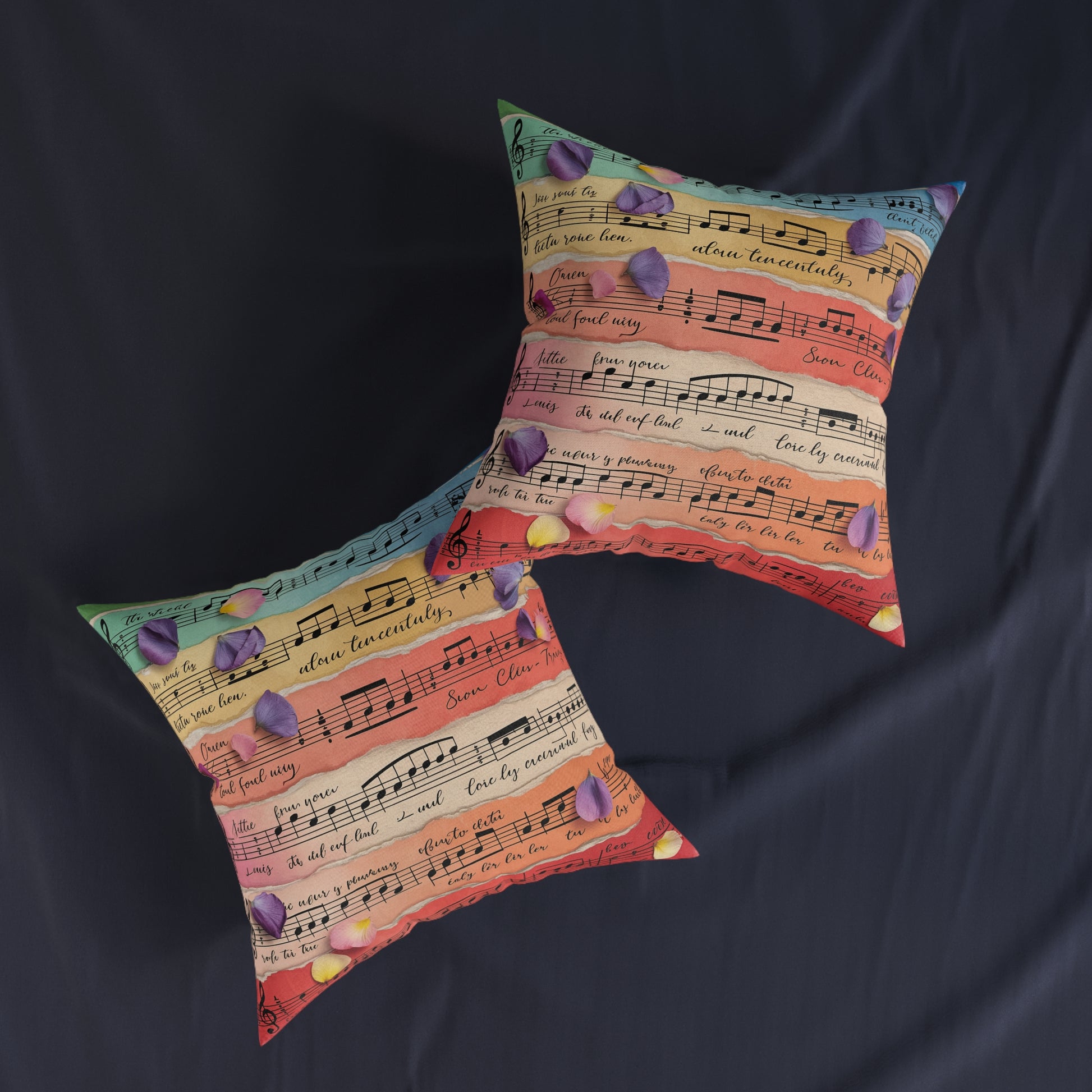 Torn Type Beat Sheet Music Multi-Color Square Pillow, Artsulli - Art is Long, Life is Short, Home Decor, , , , , , , 