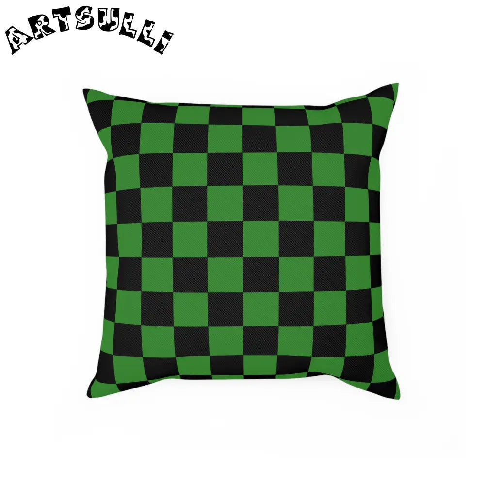 JAKKOUTTHEBXX Checkerboard Green and Black Cushion JAKKOUTTHEBXX