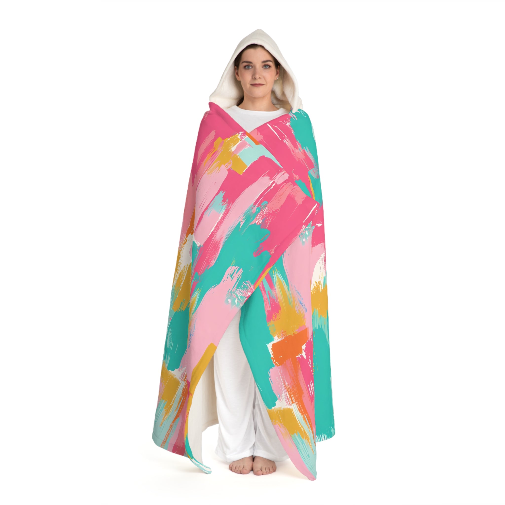 Preppy Pixel Bloom II Hooded Sherpa Fleece Blanket, Artsulli - Art is Long, Life is Short, All Over Prints, , , , , , , 