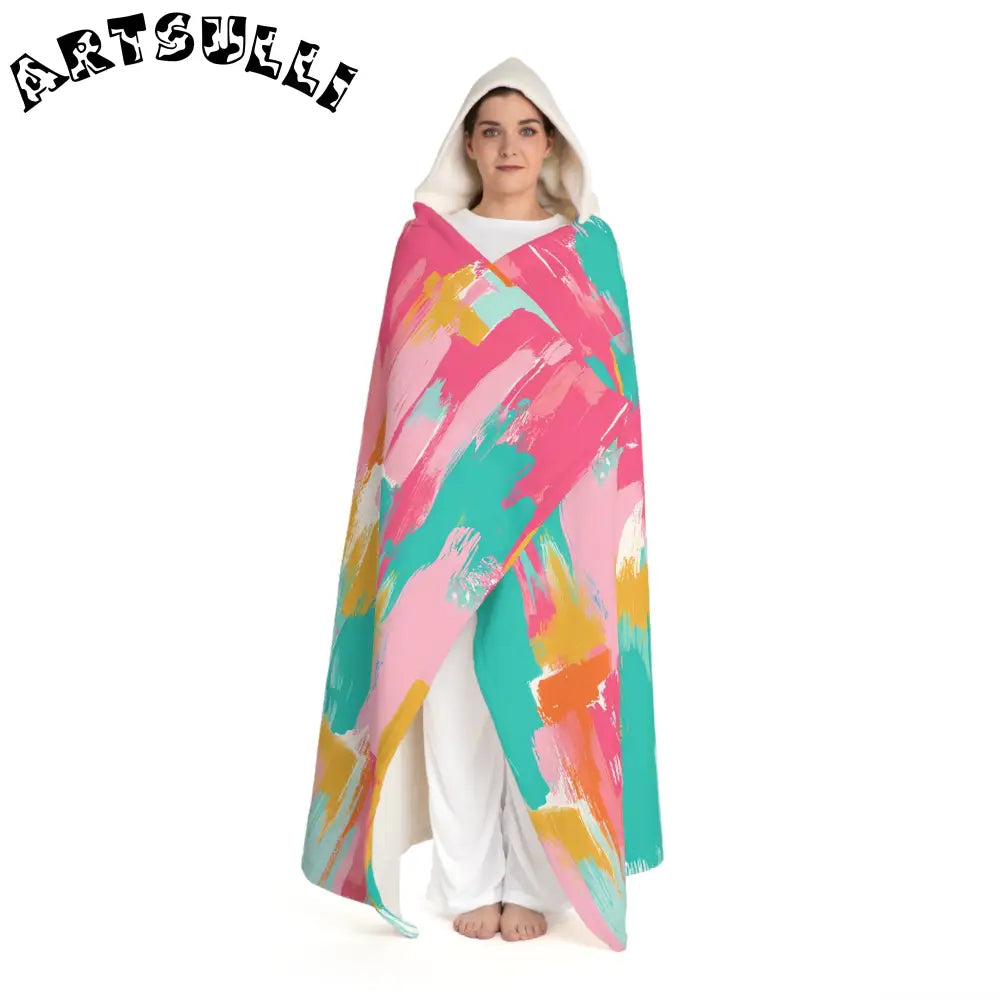 JAKKOUTTHEBXX Preppy Pixel Bloom II Hooded Sherpa Fleece Blanket