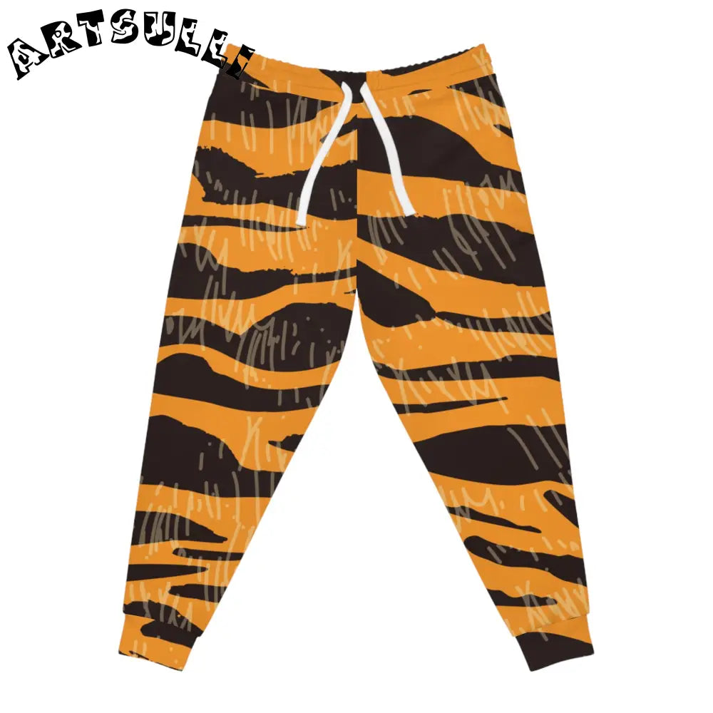 JAKKOUTTHEBXX Tiger Scratches Orange & Black Athletic Joggers (AOP)