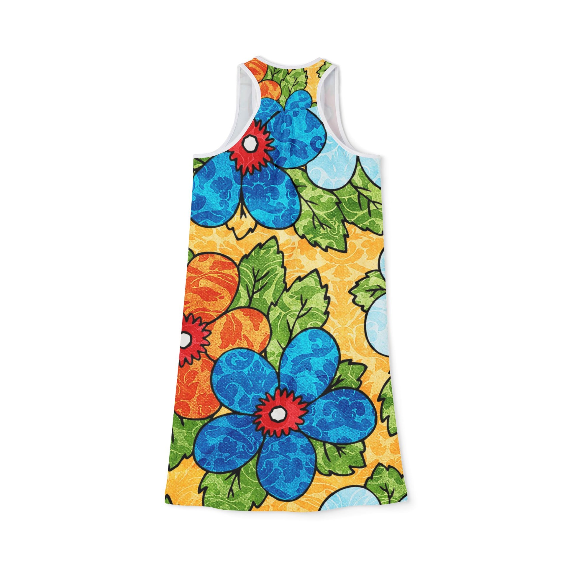 Groovy Yellow Floral Kl Women's Racerback Dress (AOP), Artsulli - Art is Long, Life is Short, Tank Top, , , , , , , 