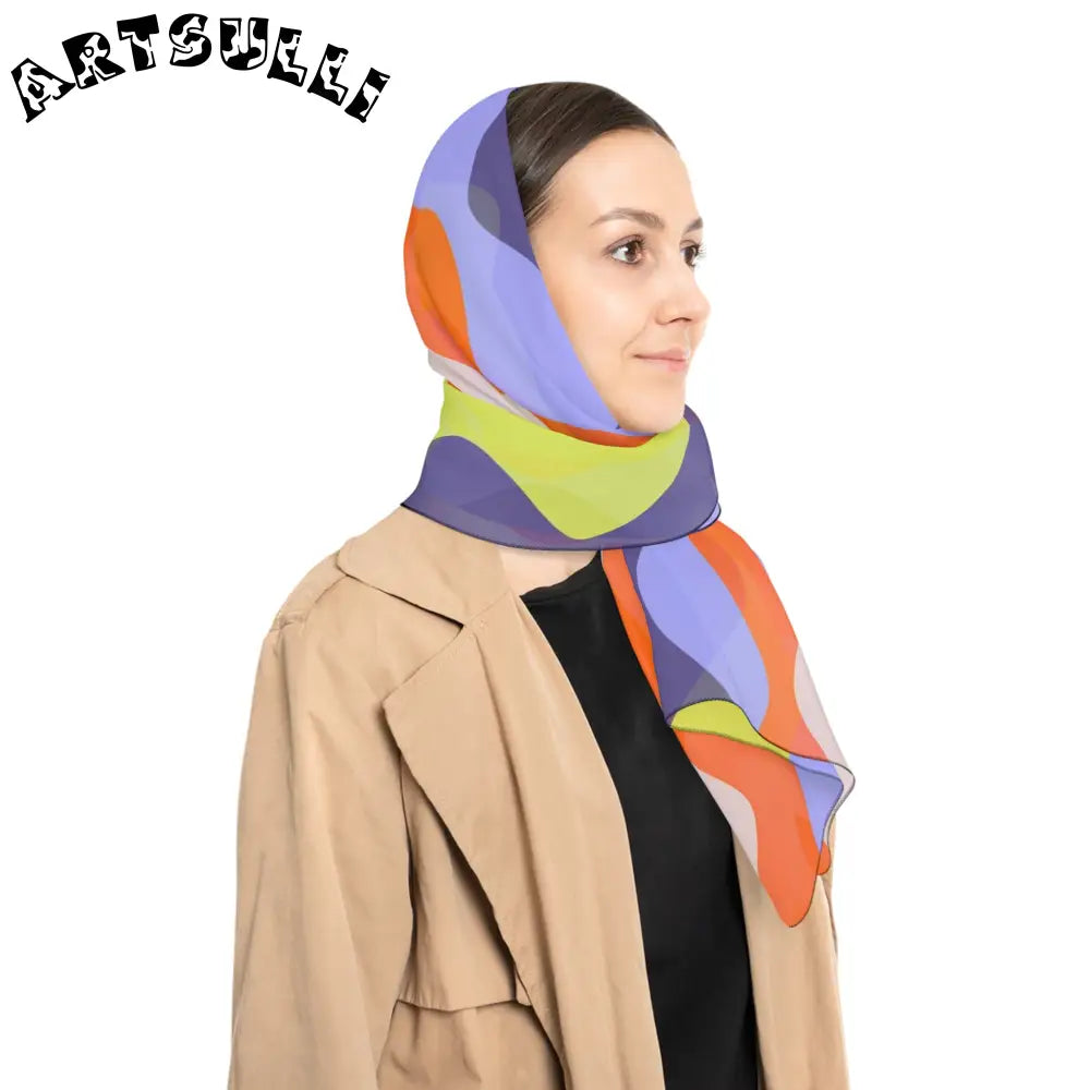 JAKKOUTTHEBXX Waves II Red and Blue Poly Scarf JAKKOUTTHEBXX