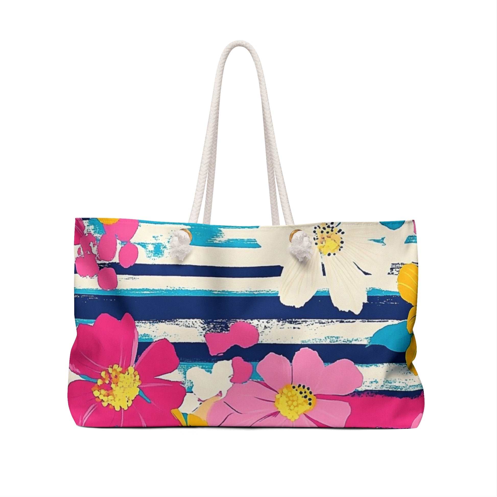 Dayglo Floral Stripes II Multi-Color Weekender Bag, Artsulli - Art is Long, Life is Short, Bags, , , , , , , 