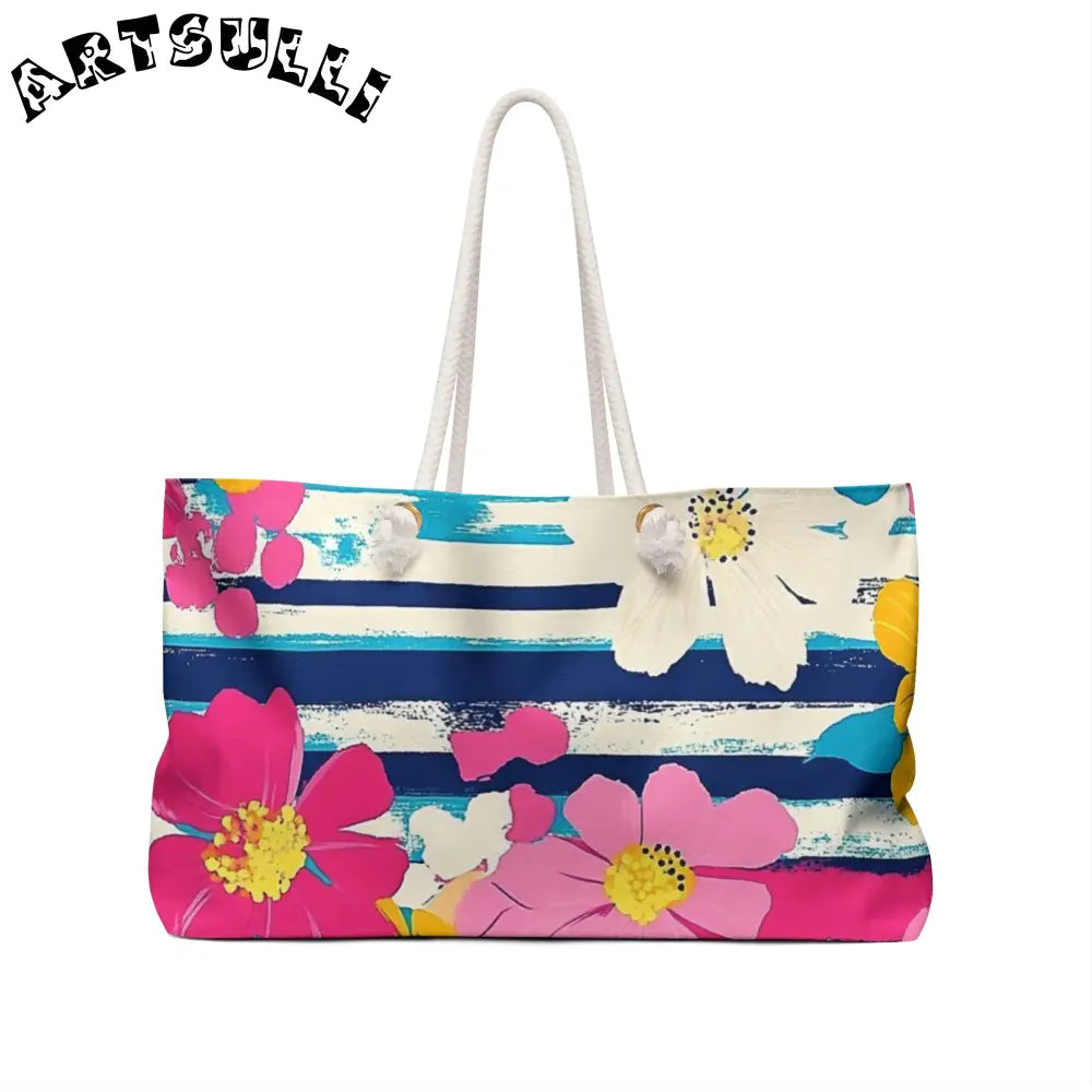 JAKKOUTTHEBXX Dayglo Floral Stripes II Multi-Color Weekender Bag