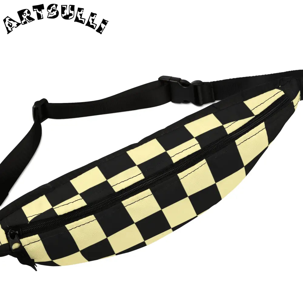 JAKKOUTTHEBXX Checkerboard Black and Yellow Fanny Pack JAKKOUTTHEBXX