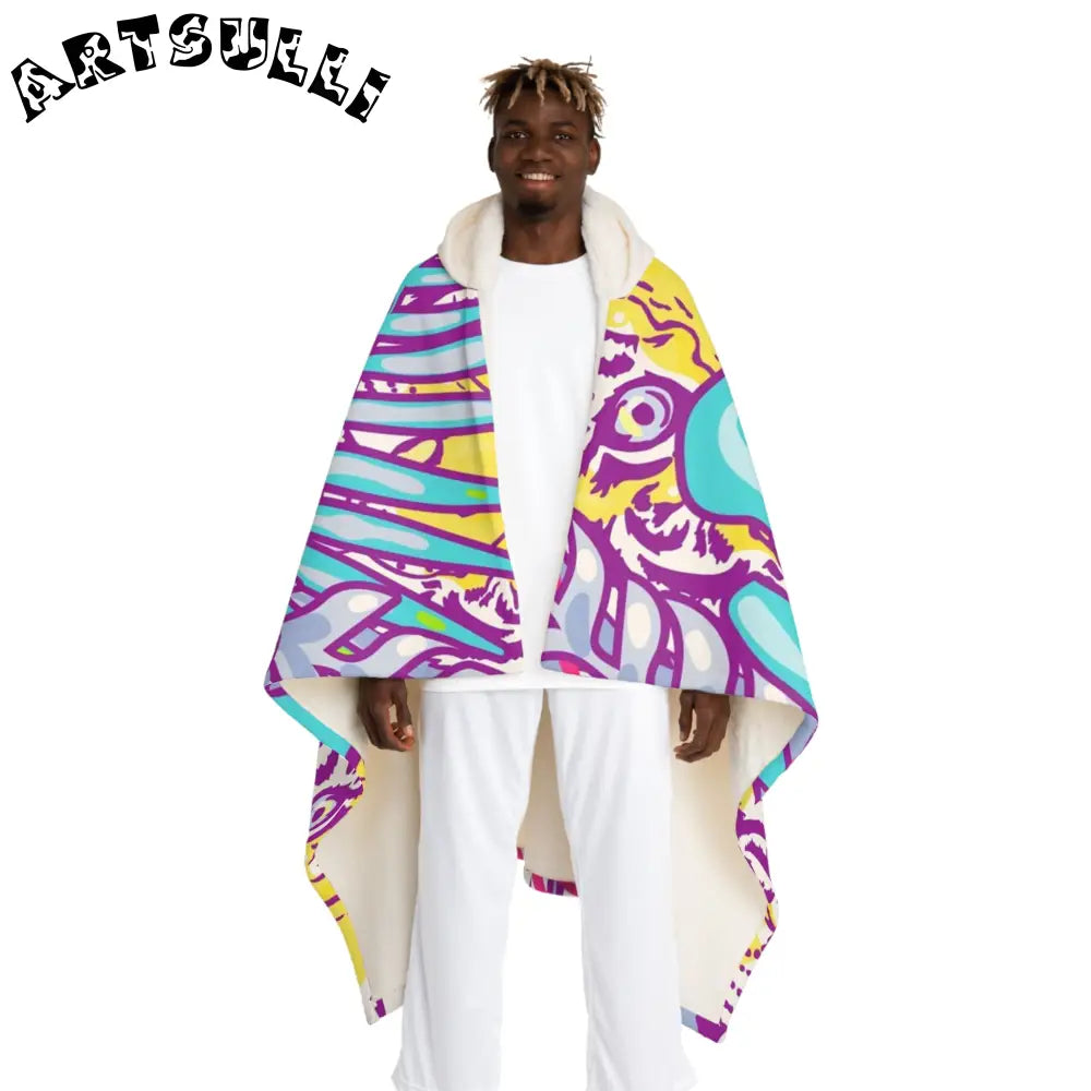JAKKOUTTHEBXX Tropical Floral Tigers Torquise and Purple Hooded
