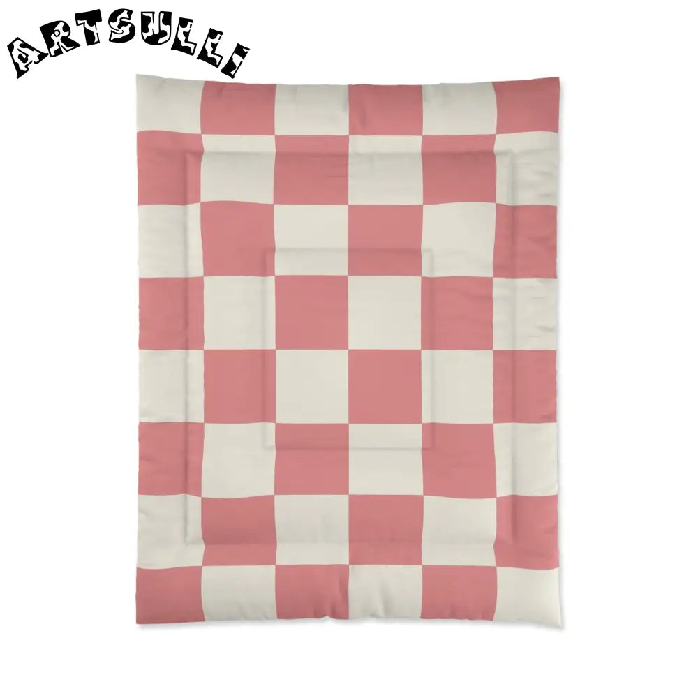 JAKKOUTTHEBXX Retro Checkered Grassland Sprites Comforter