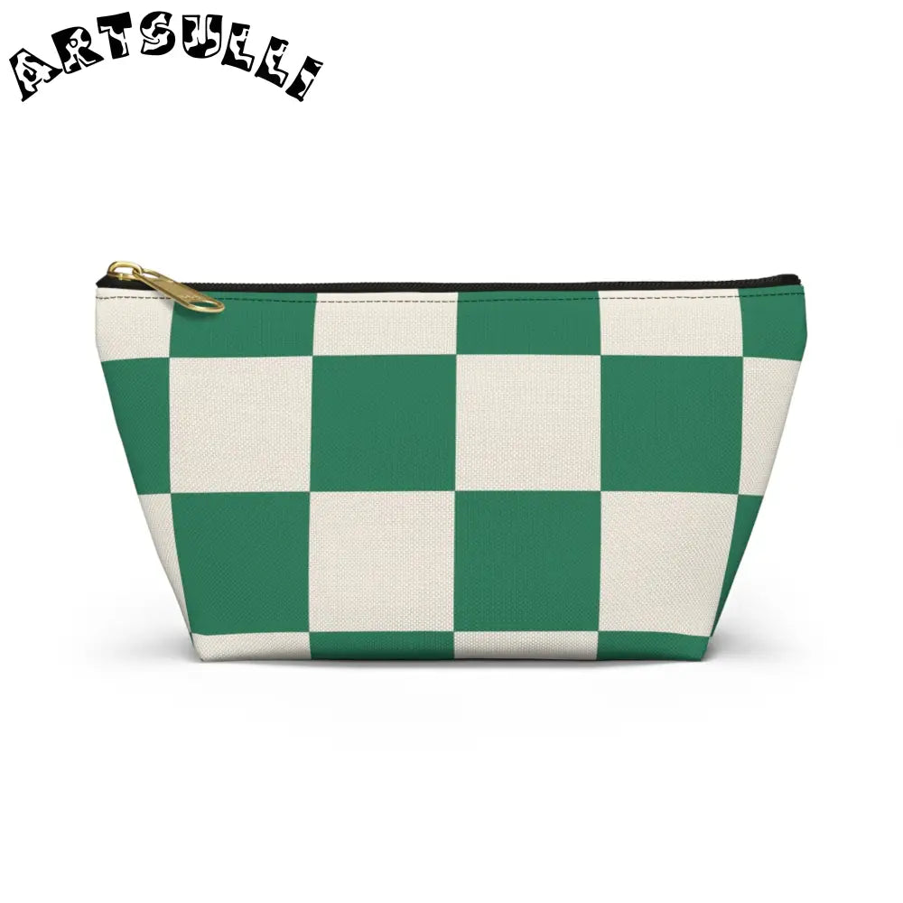 JAKKOUTTHEBXX Checkerboard Dark Green Accessory Pouch w T-bottom